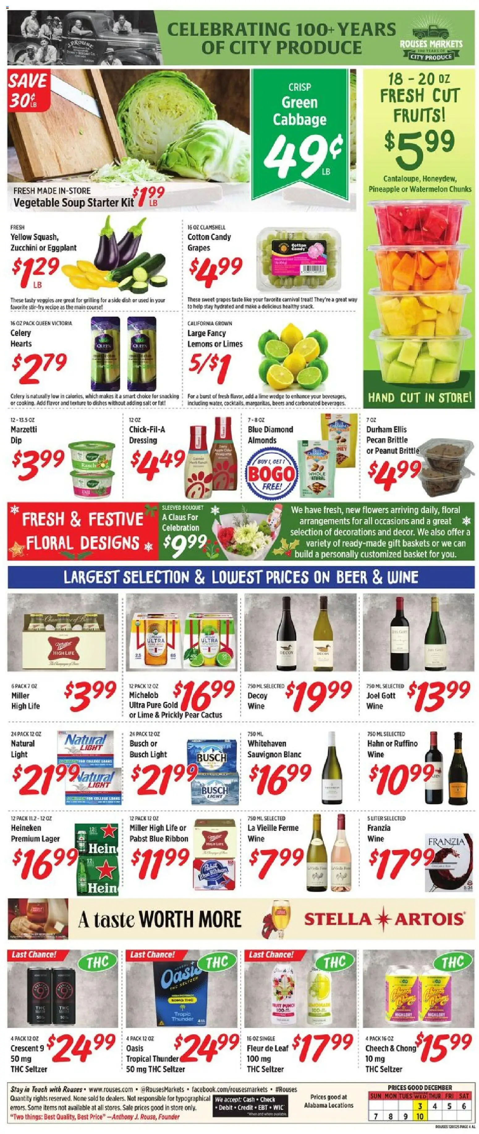Rouses Weekly Ad - AL - valid from 03.12.2025 | Page: 8 | Products: Zucchini, Pineapple, Eggplant, Grapes