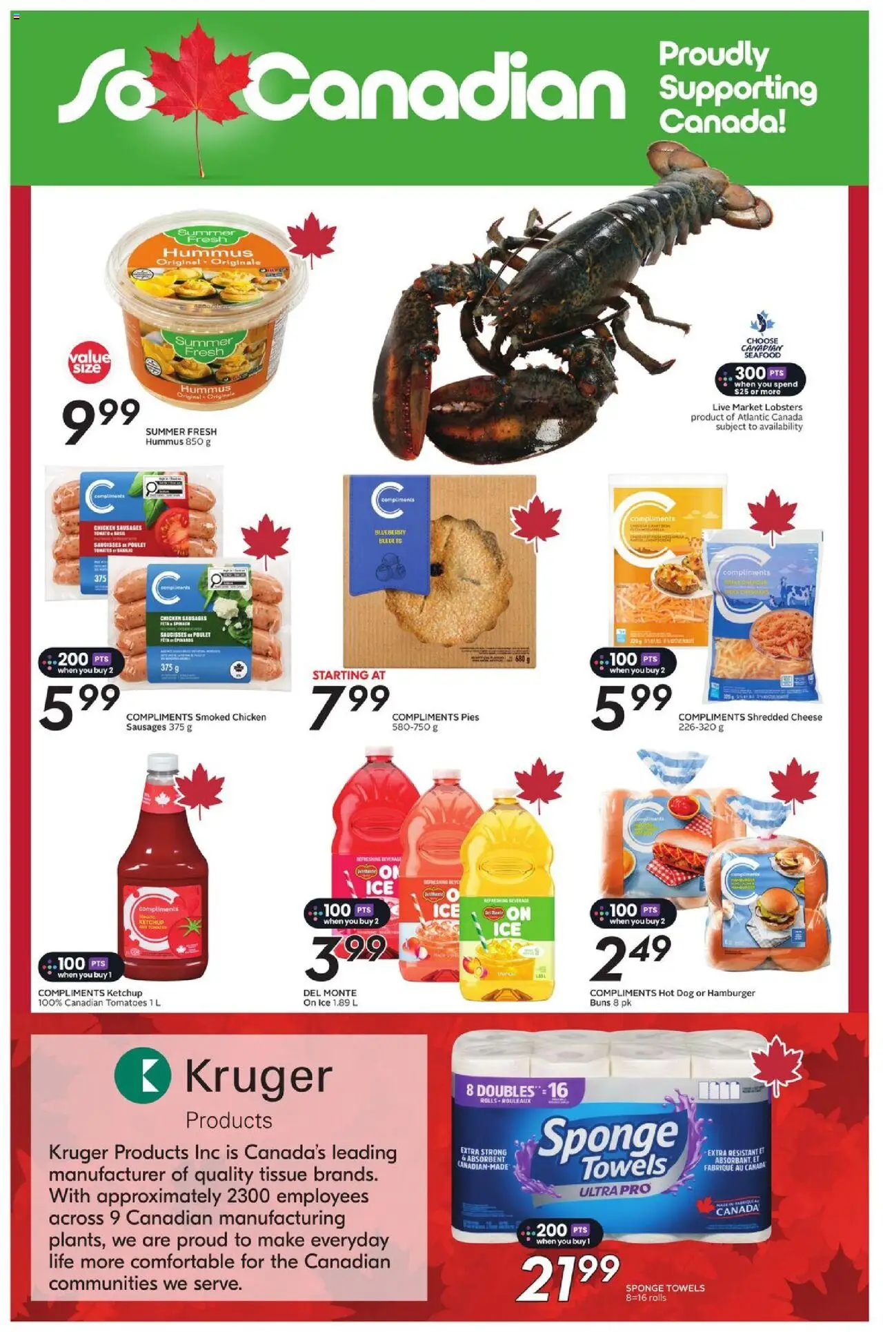 Sobeys flyer valid from 31.07.2025 | Page: 14 | Products: Sponge, Cheese, Chicken, Tomatoes