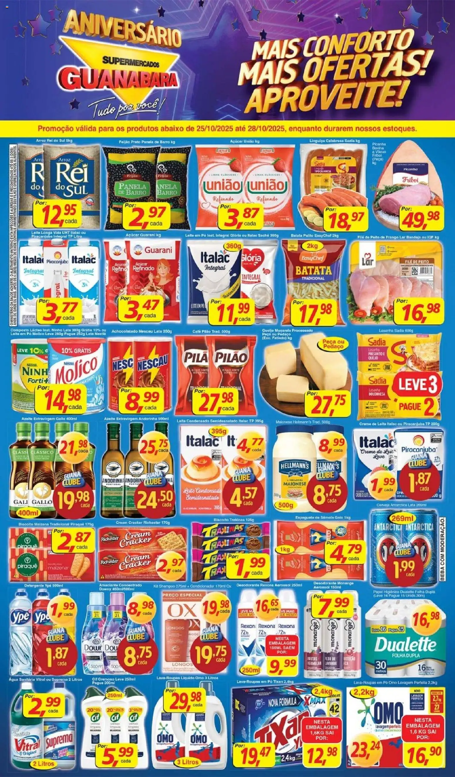 Supermercados Guanabara Folheto - válido de 25.10.2025 | Página: 1 | Produtos: Detergente, Creme, Papel higiênico, Amaciante