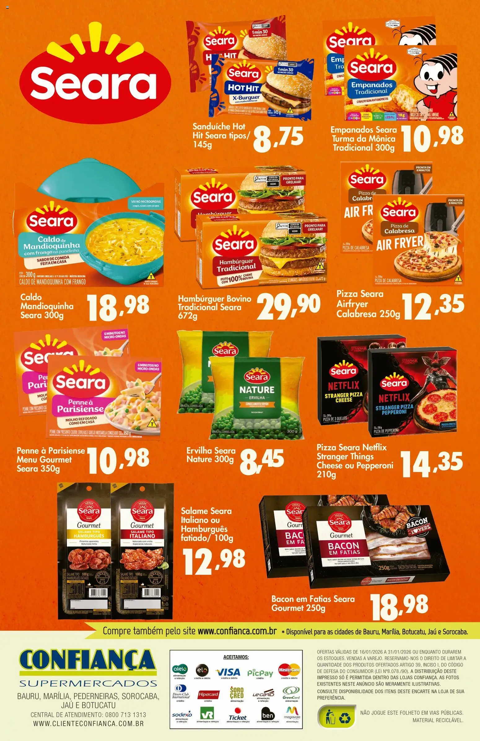 Confiança Folheto - válido de 16.01.2026 | Página: 2 | Produtos: Ervilha, Mandioquinha, Frango, Boné
