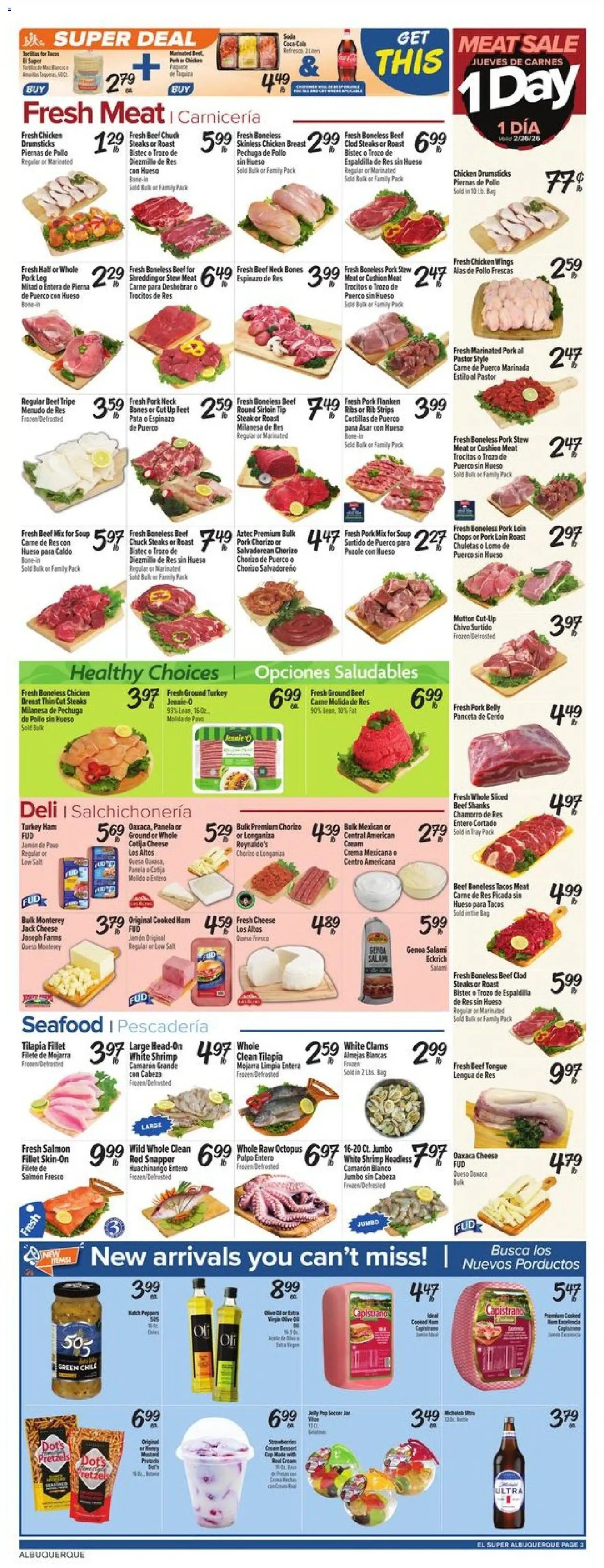 El Super Weekly Ad - NM - valid from 25.02.2026 | Page: 3 | Products: Ham, Beef, Seafood, Bag
