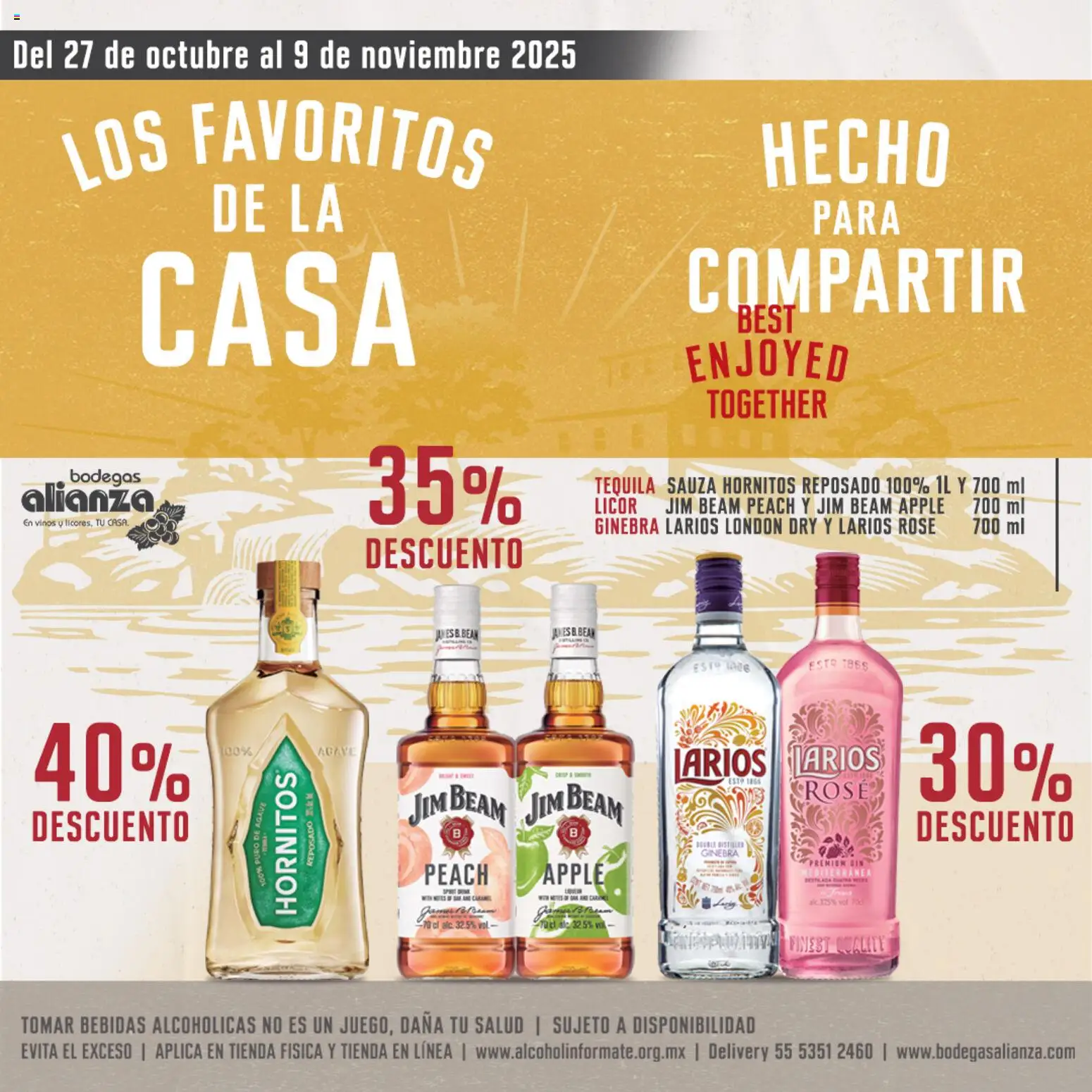 Nuevas ofertas de Bodegas Alianza válidas en toda la República Mexicana desde el 27.10.2025. ¡Encuentra las mejores ofertas en Bodegas Alianza catálogo Los Favoritos ! | Página: 6 | Productos: Ginebra, Tequila