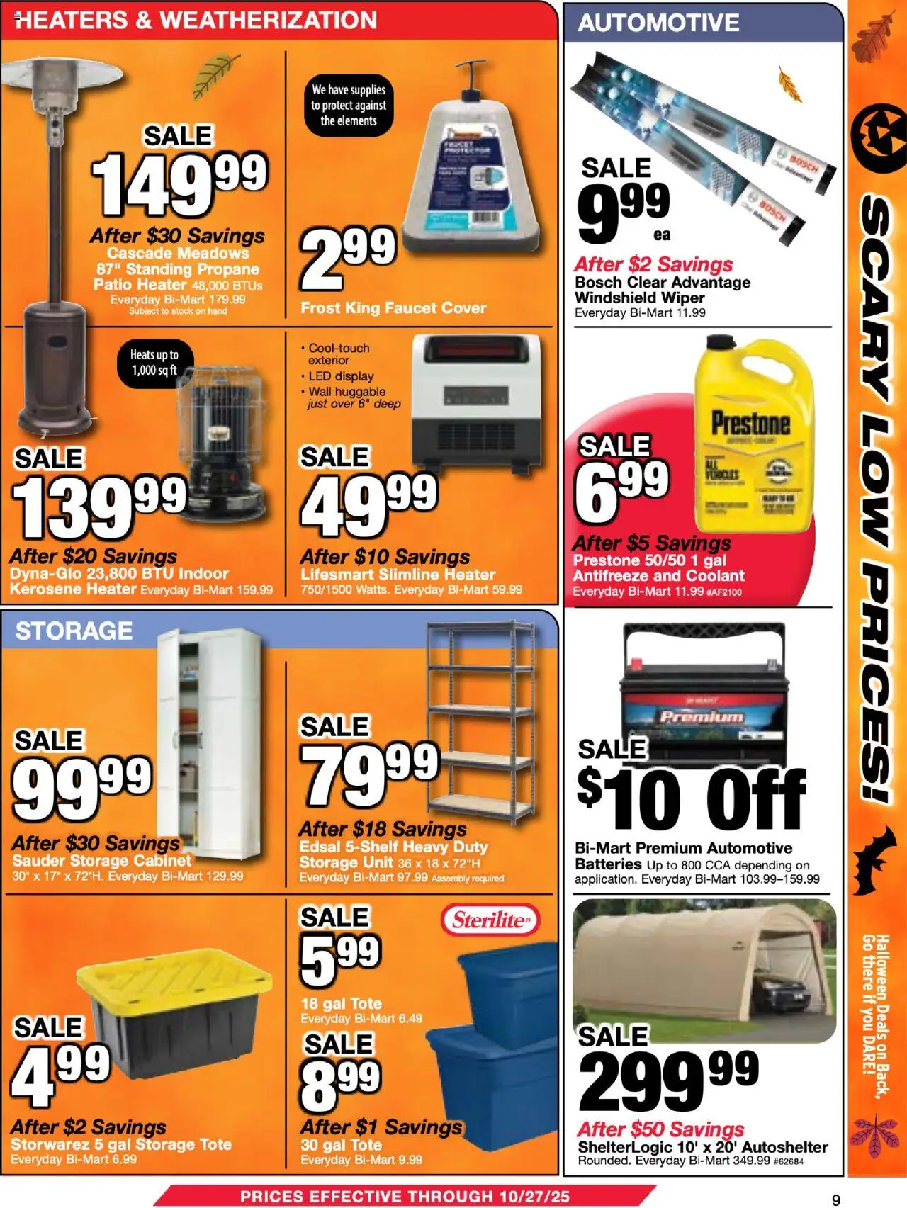 Bi-Mart Weekly Ad - valid from 14.10.2025 | Page: 9 | Products: Wiper, Windshield, Antifreeze, Coolant