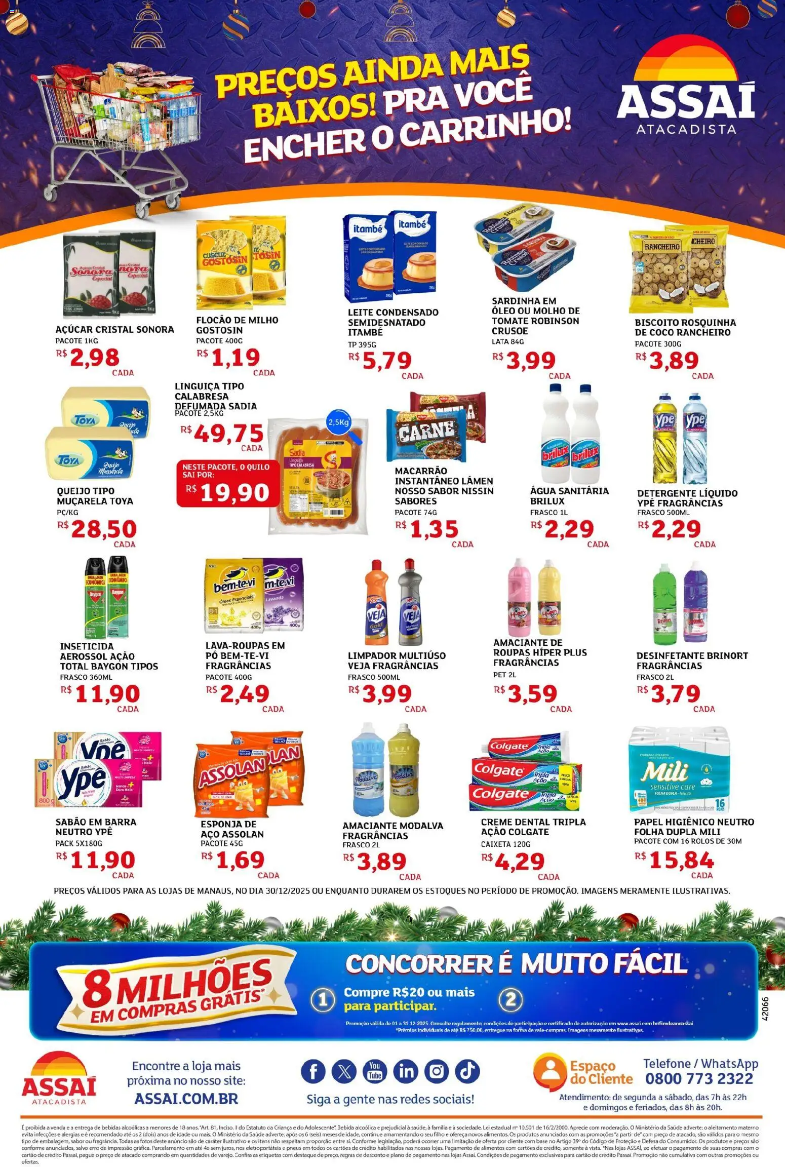 Assaí Atacadista Folheto - válido de 30.12.2025 | Página: 2 | Produtos: Pó, Limpador multiuso, Muçarela, Açúcar