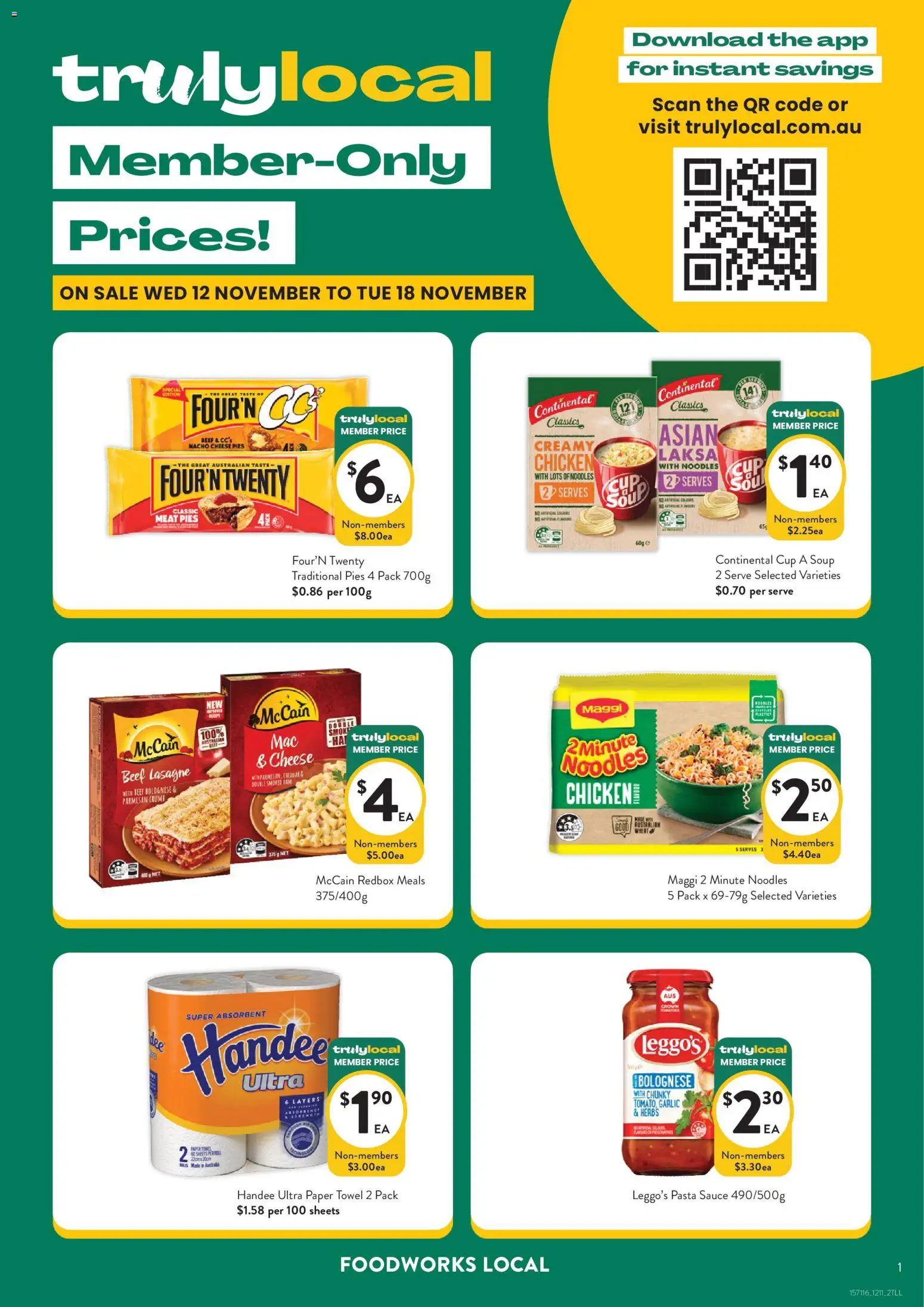 Foodworks catalogue - valid from 12.11.2025 | Page: 1 | Products: Beef, Soup, Garlic, Pies