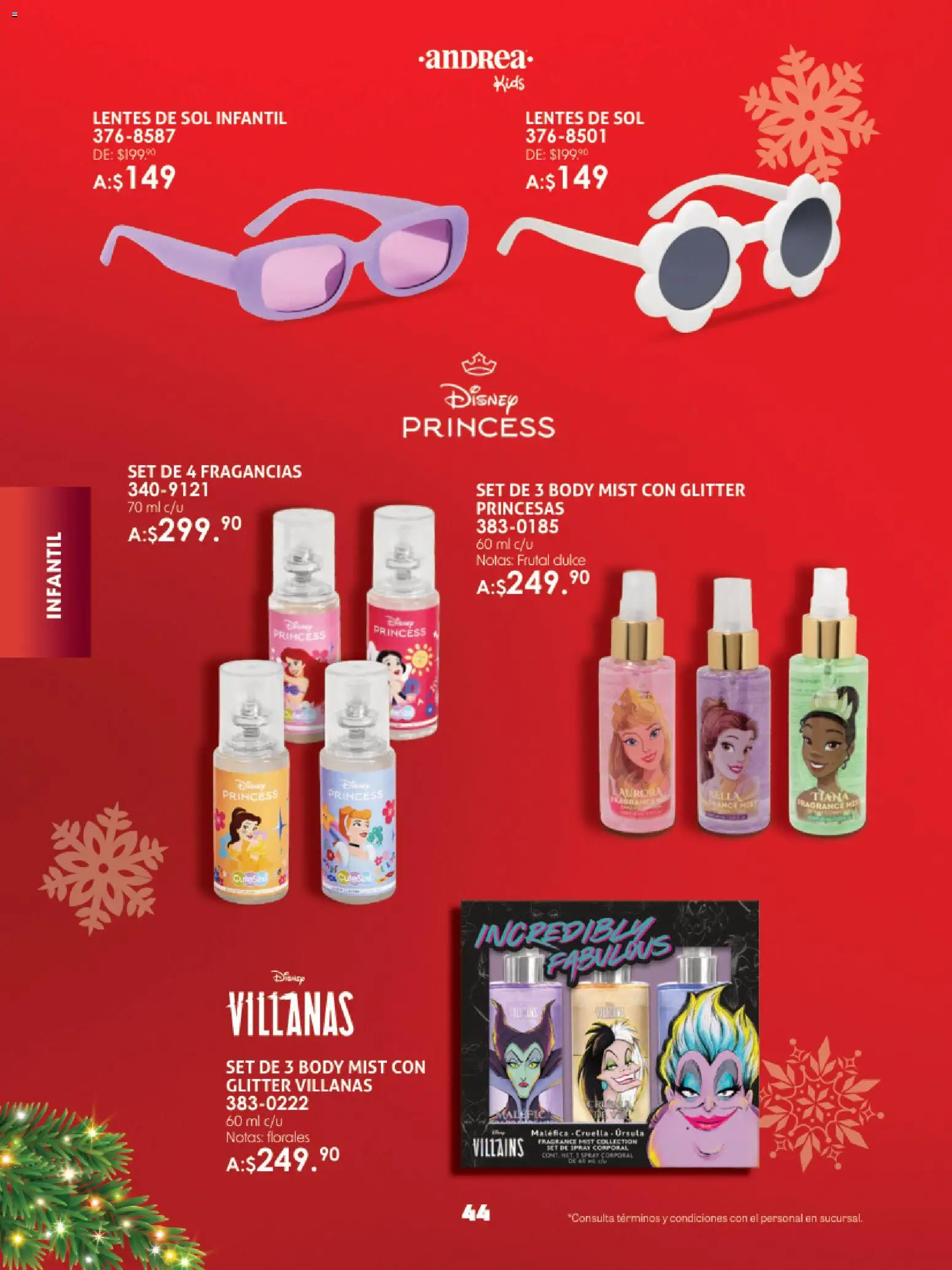 Nuevas ofertas de Andrea válidas en toda la República Mexicana desde el 23.11.2025. ¡Encuentra las mejores ofertas en Andrea catálogo Guía de regalos! | Página: 44 | Productos: Lentes, Glitter, Lentes de sol, Body