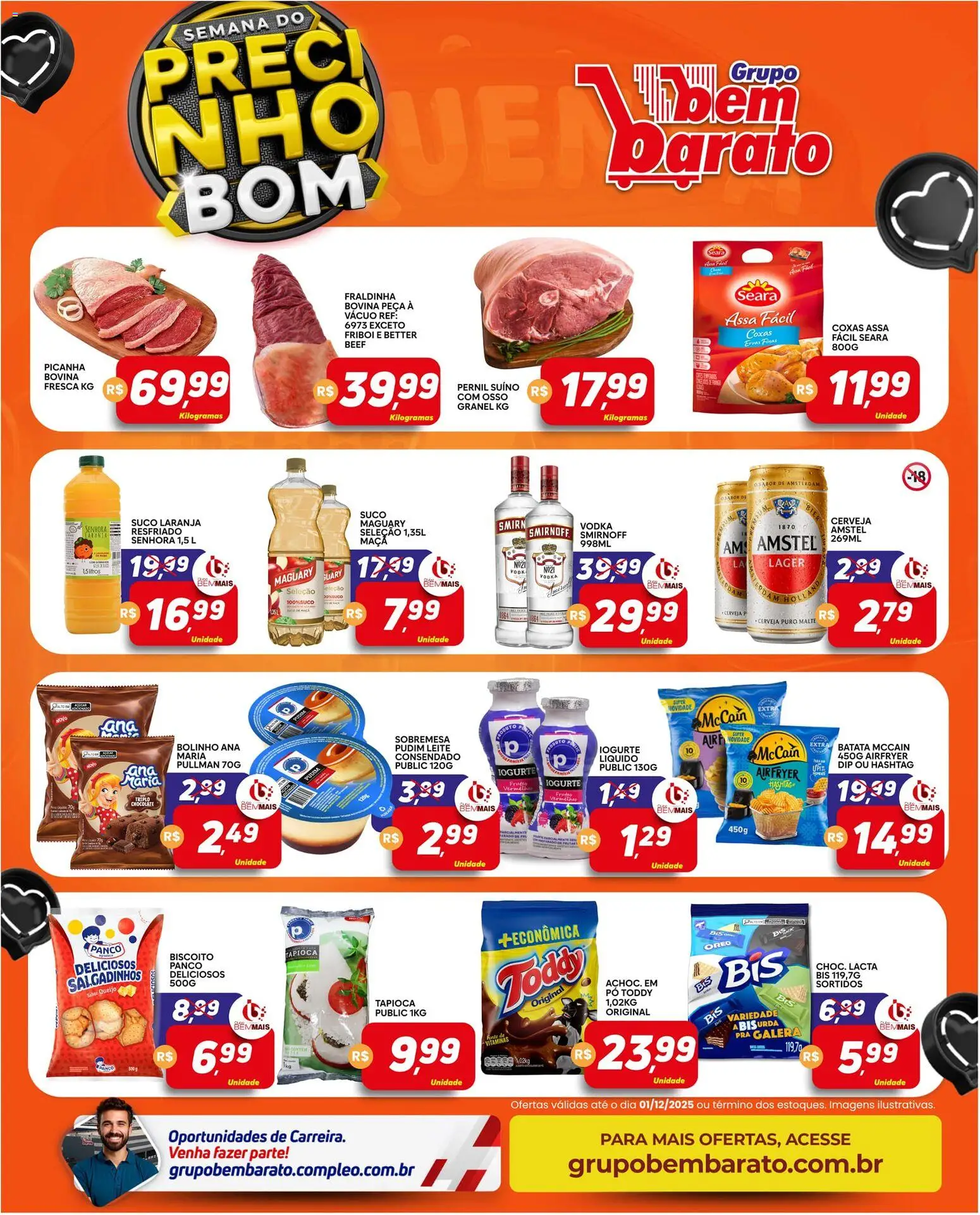 Supermercado Bem Barato Folheto - válido de 25.11.2025 | Página: 3 | Produtos: Picanha, Cerveja, Salgadinhos, Batata