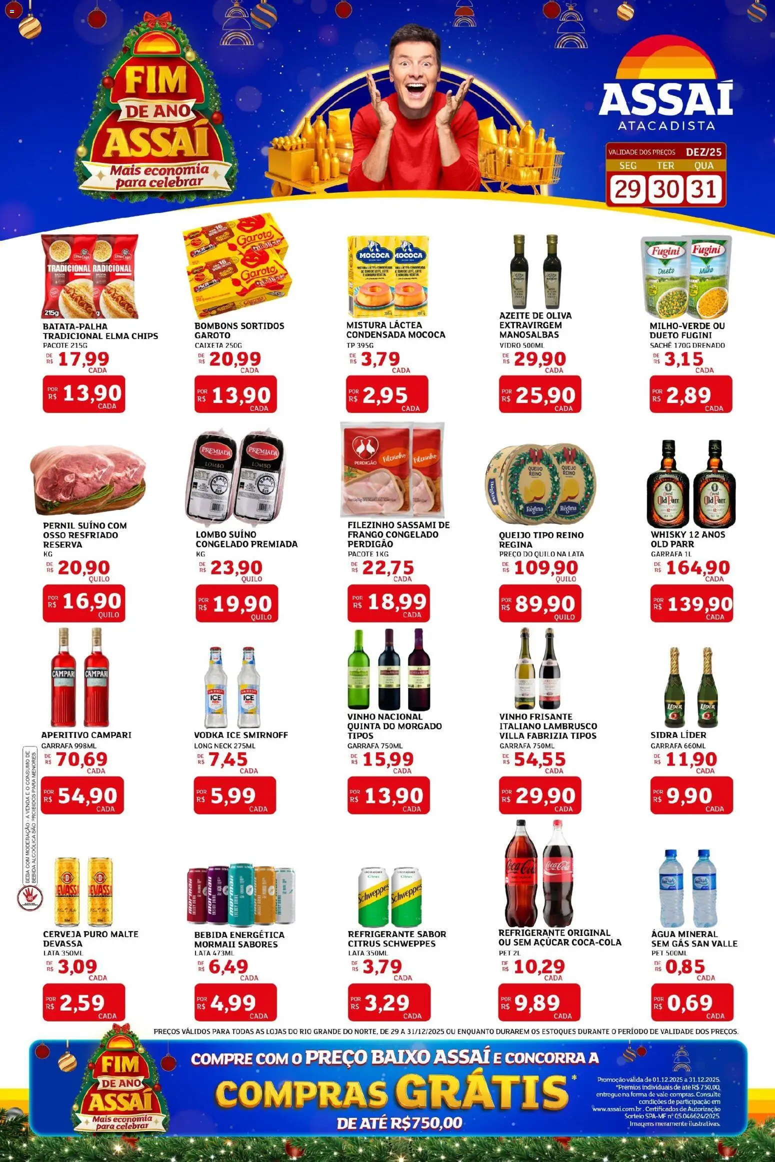 Assaí Atacadista Folheto - válido de 29.12.2025 | Página: 1 | Produtos: Elma Chips, Pernil, Água mineral, Açúcar