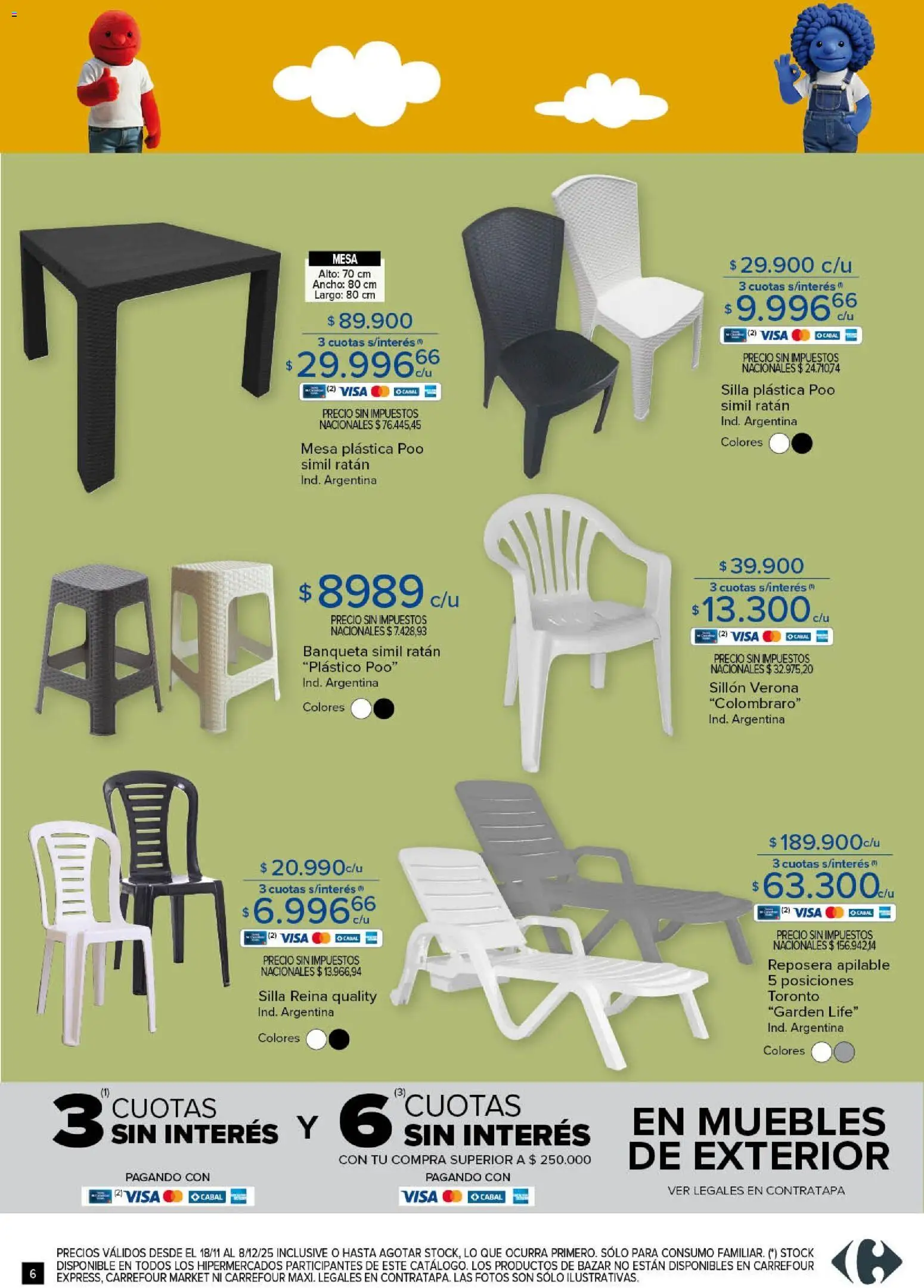 Carrefour - Aire Libre Hiper │ válido desde el 18.11.2025 | Página: 6 | Productos: Reposera, Banqueta, Mesa, Silla