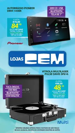 Lojas Cem - Ofertas atuais - Pré-Visualização do folheto da loja Lojas Cem, válido de 20.04.2026 | Página: 55 | Produtos: Tela, Telefone, Rádio, USB