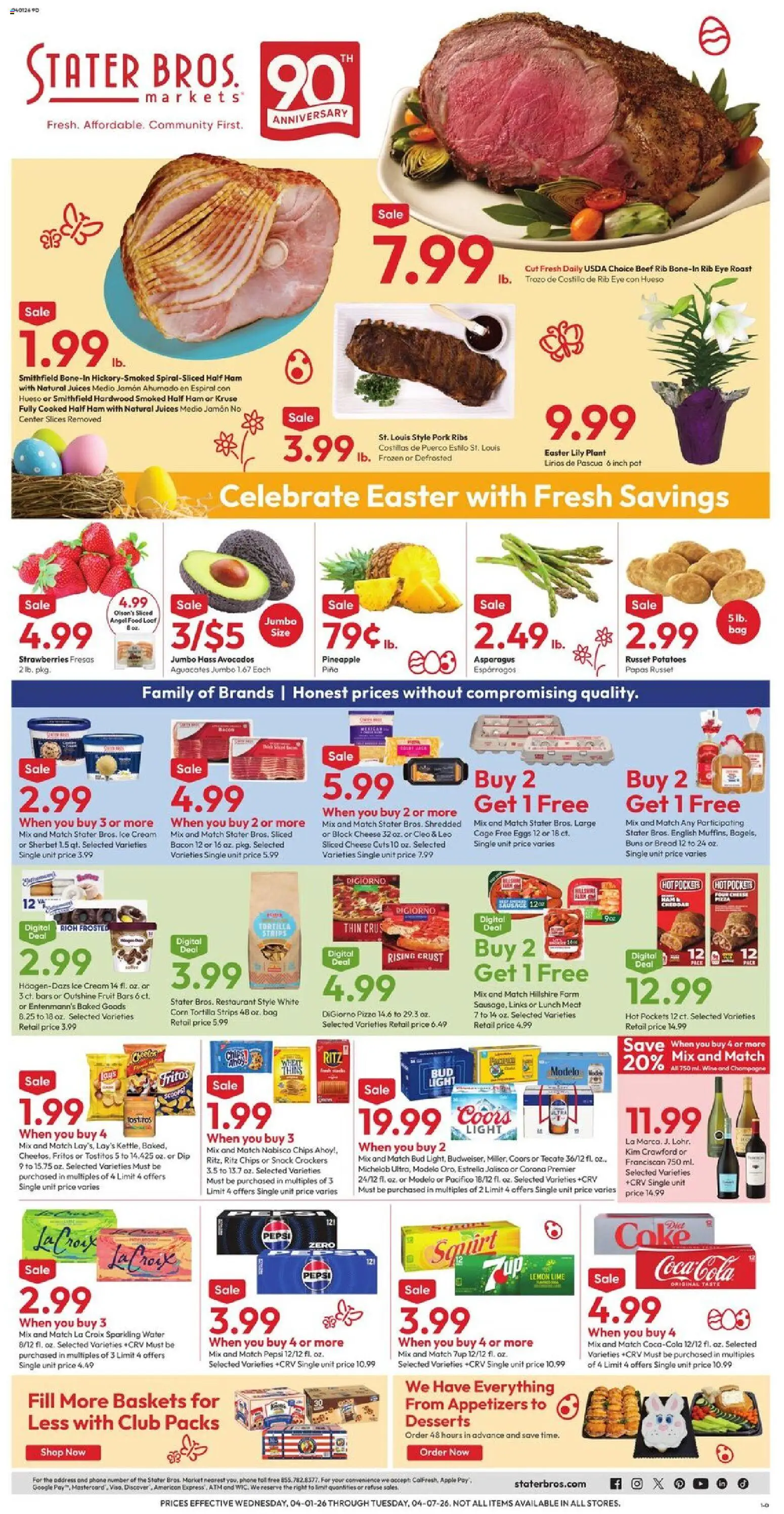 Stater Bros Weekly Ad - valid from 01.04.2026 | Page: 1 | Products: Asparagus, Pork, Beef, Phone