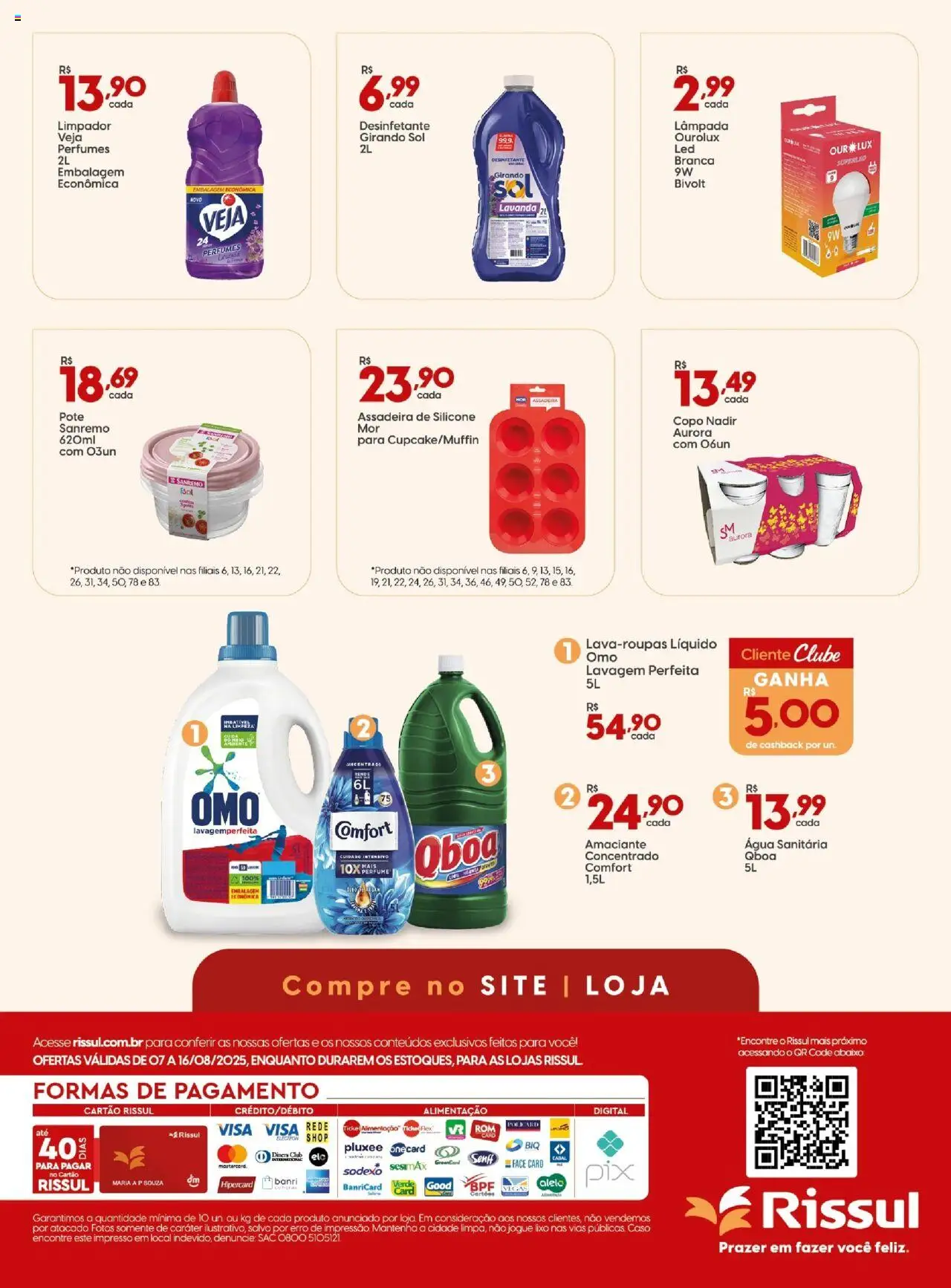 Rissul Folheto - válido de 07.08.2025 | Página: 8 | Produtos: Lâmpada, Perfumes, Assadeira, Amaciante