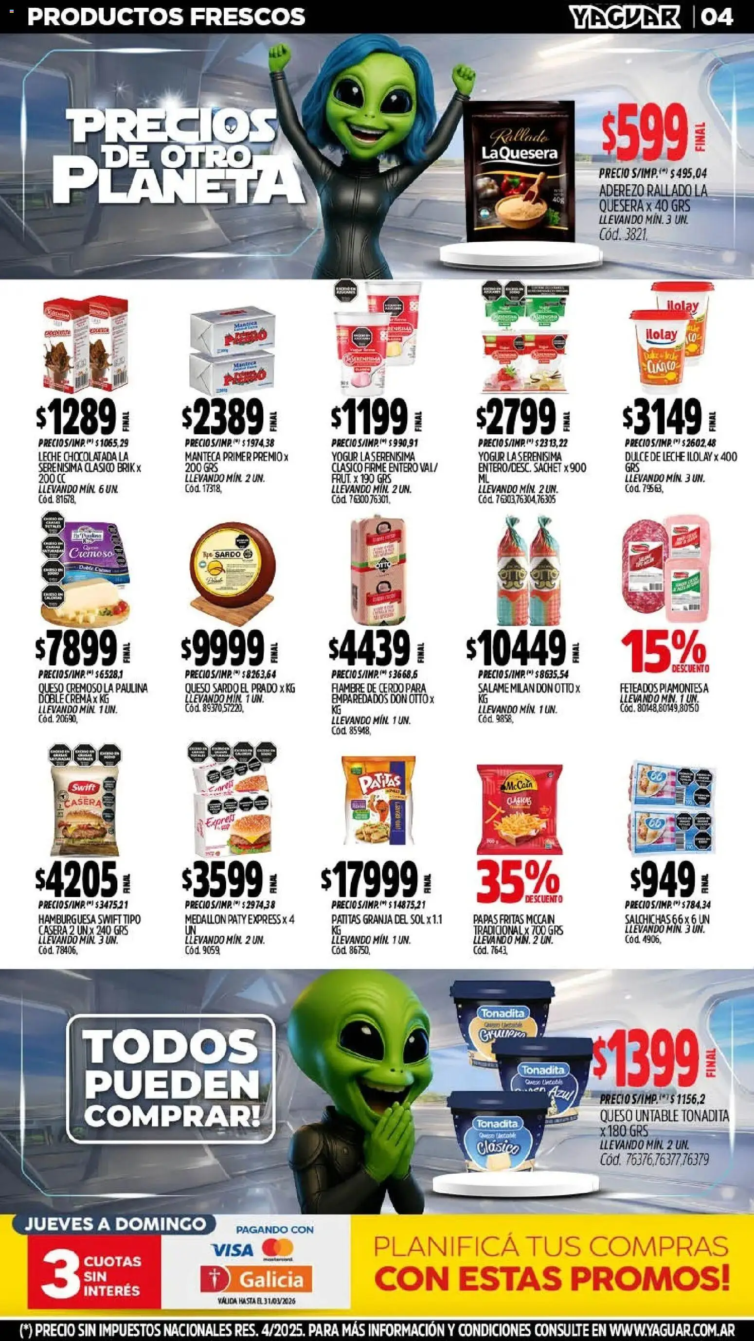 Yaguar - Oferta Semanal Mar del Plata │ válido desde el 11.03.2026 | Página: 8 | Productos: Dulce de leche, Leche, Manteca, Queso