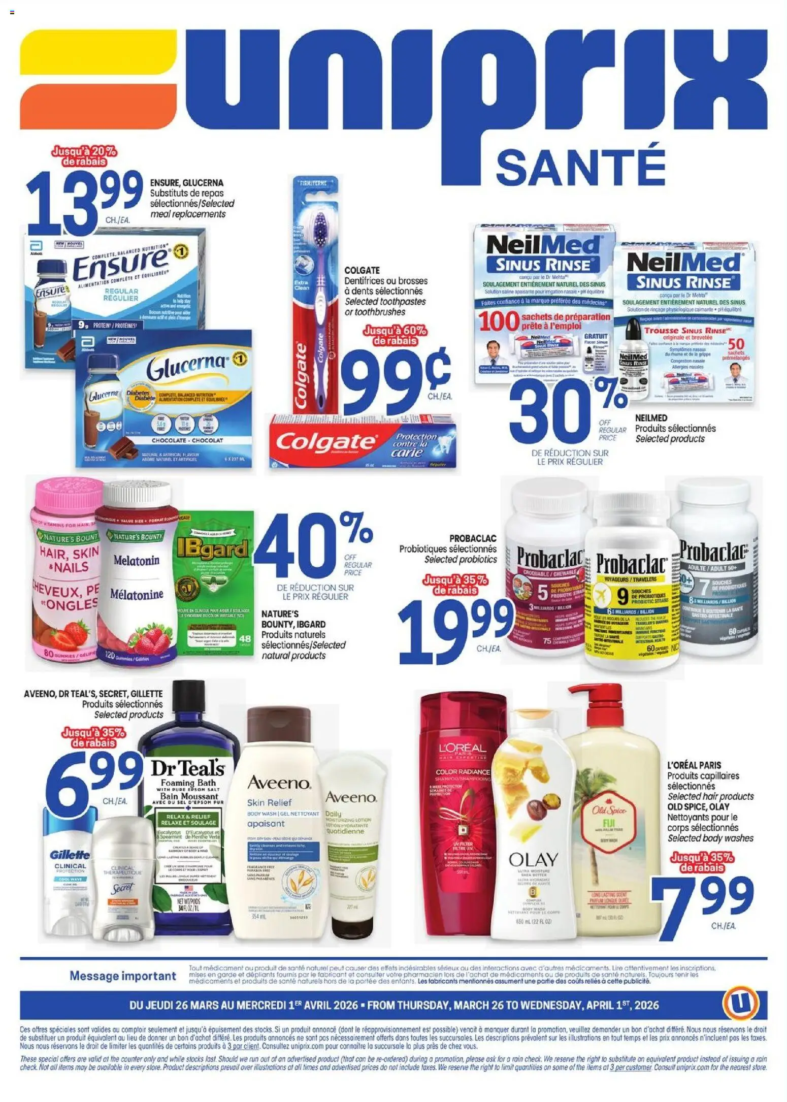 Uniprix flyer valid from 26.03.2026 | Page: 4 | Products: Shampoo, Body wash, Bath, Cheese