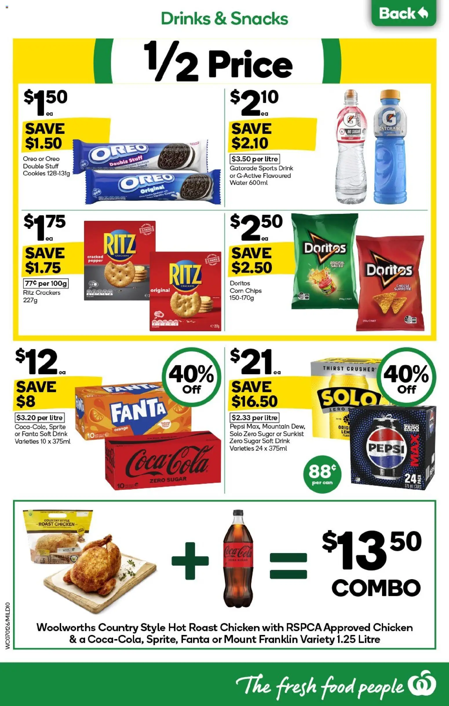 Woolworths catalogue - valid from 07.01.2026 | Page: 10 | Products: Crackers, Chicken, Chips, Coca Cola Zero