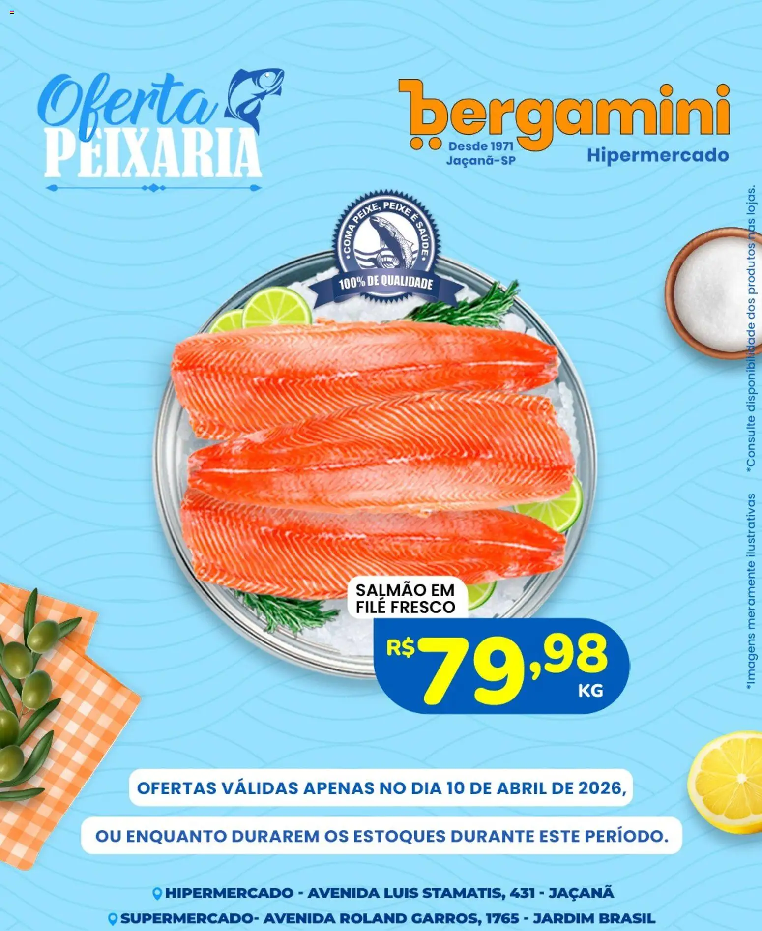 Supermercado Bergamini Folheto - válido de 10.04.2026 | Página: 1 | Produtos: Salmão