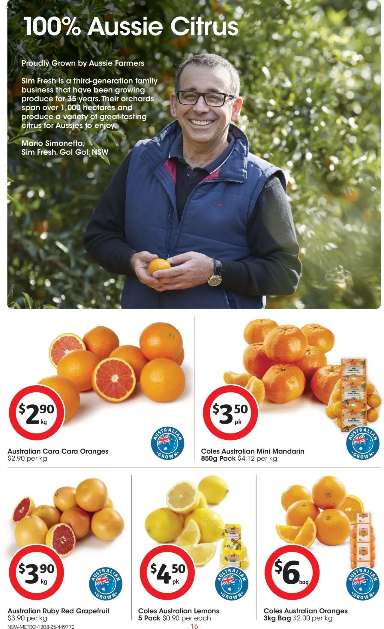 Coles catalogue - valid from 13.08.2025 | Page: 16 | Products: Oranges, Mandarins, Grapefruit, Bag