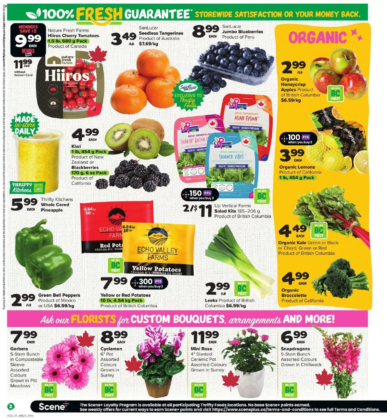 Thrifty Foods flyer valid from 30.10.2025 | Page: 3 | Products: Kiwi, Salad, Potatoes, Tomatoes