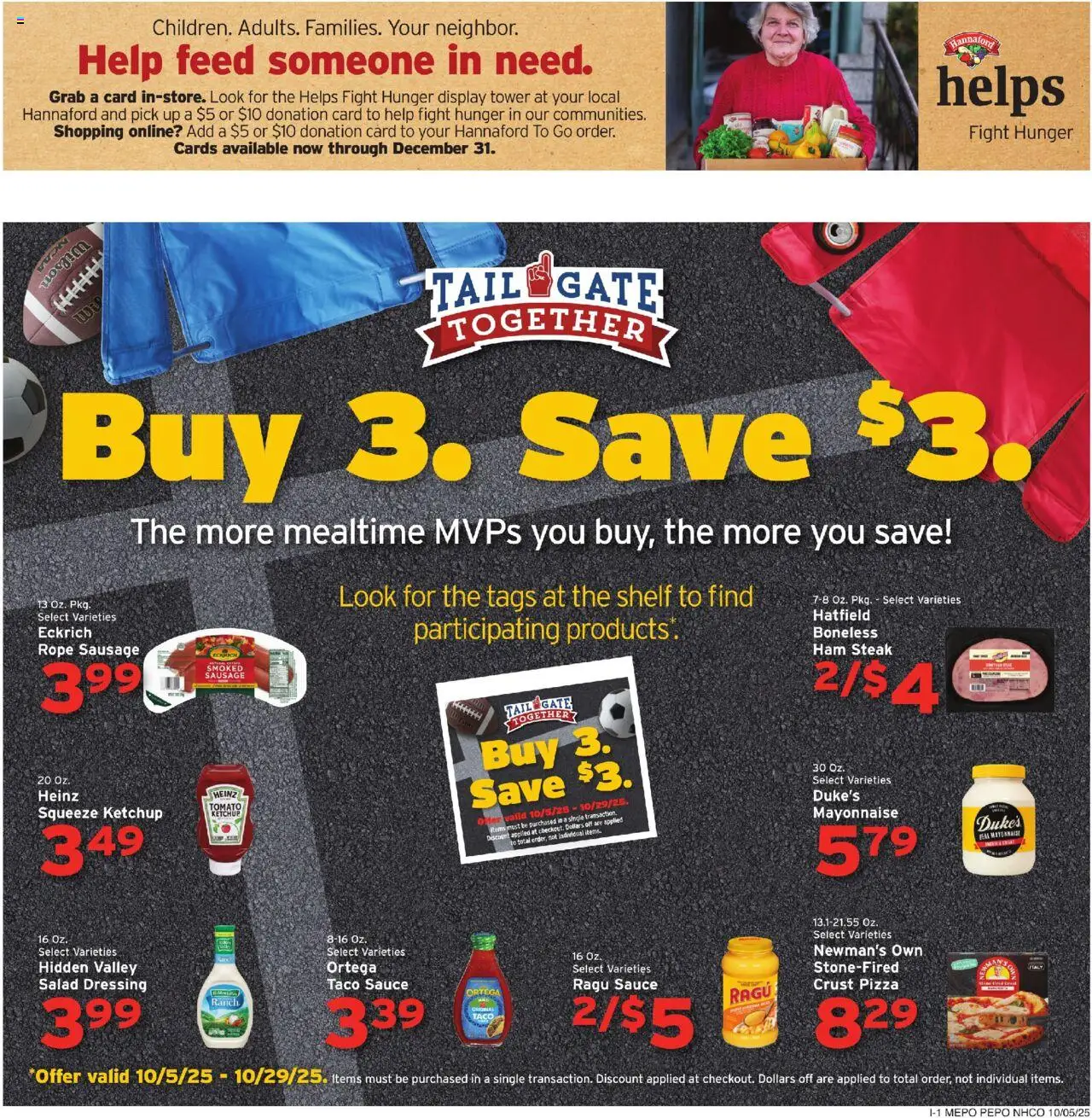 Hannaford Weekly Ad - valid from 05.10.2025 | Page: 9 | Products: Ham, Pizza, Salad, Sausage