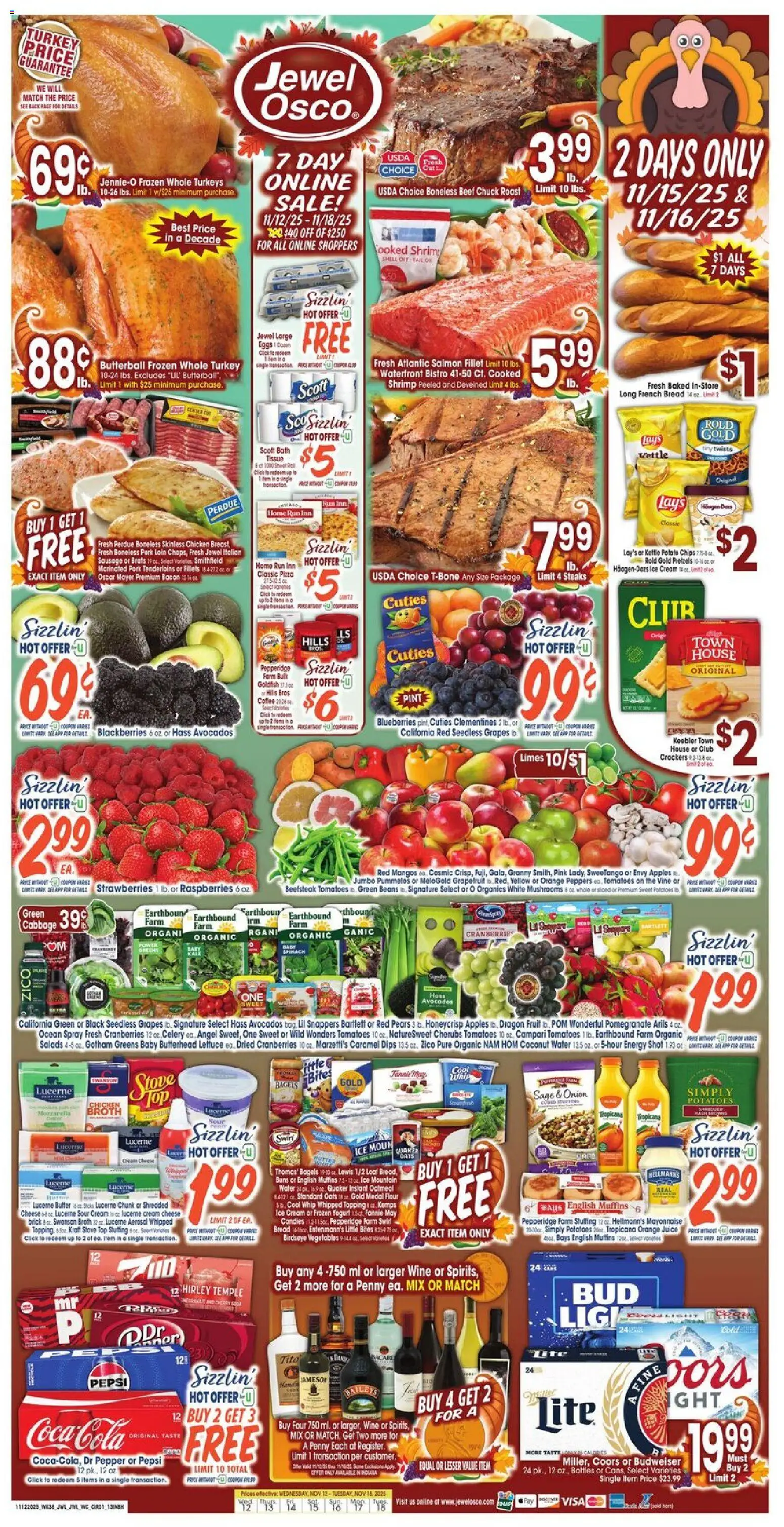 Jewel Osco Weekly Ad - IN - valid from 12.11.2025 | Page: 1 | Products: Eggs, Beef, Chips, Cabbage