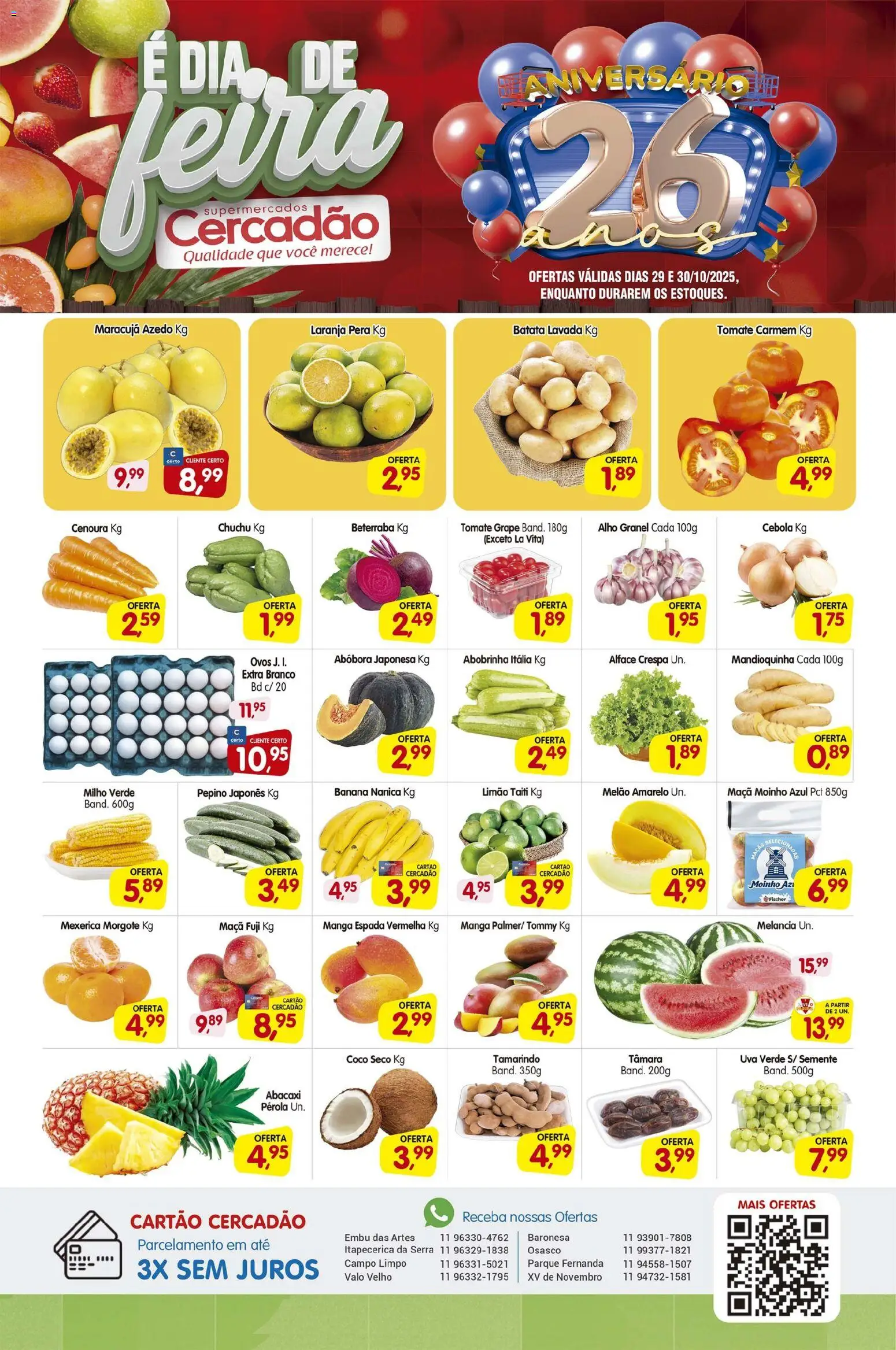 Cercadão Folheto - válido de 29.10.2025 | Página: 1 | Produtos: Mexerica, Pera, Tamarindo, Mandioquinha