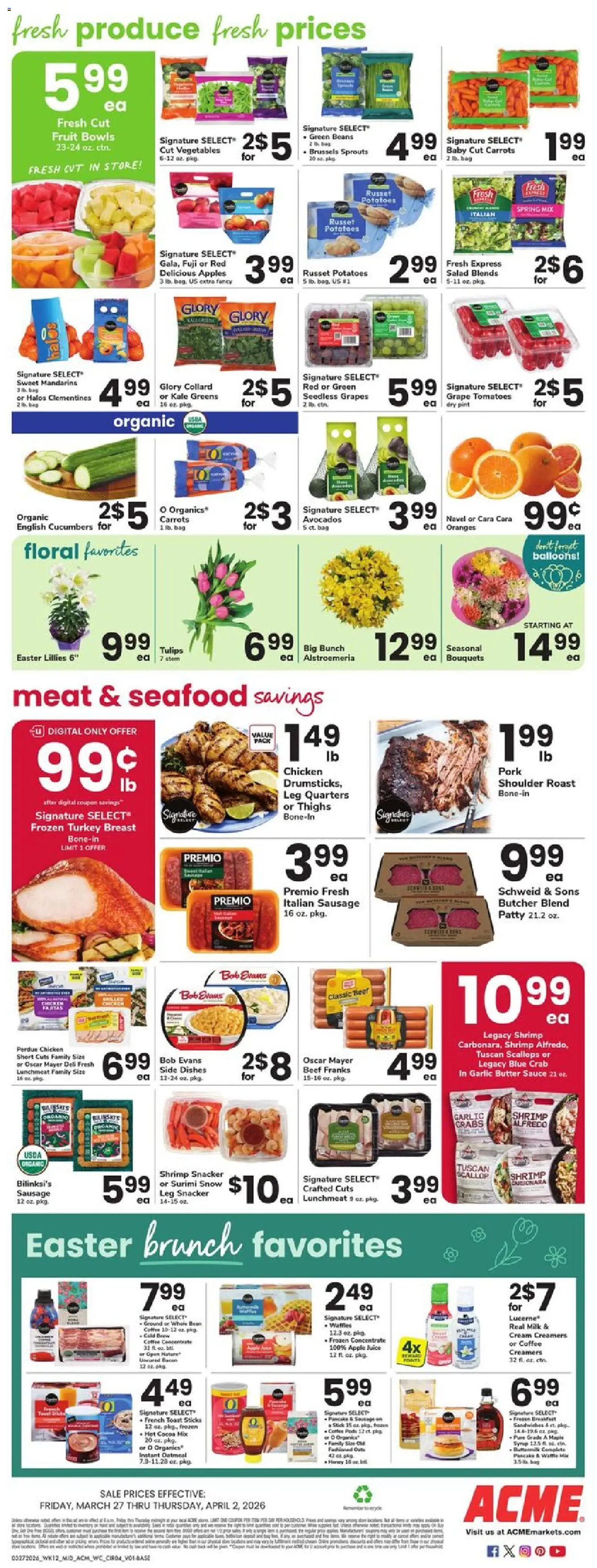 Acme Weekly Ad - NJ - valid from 27.03.2026 | Page: 4 | Products: Kale, Oranges, Cucumbers, Vegetables