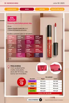 Avon - Campanha 18: Minha Consultoria - Pré-Visualização do folheto da loja Avon, válido de 29.10.2025 | Página: 18 | Produtos: Blush, Batom, Caixa, Vinho