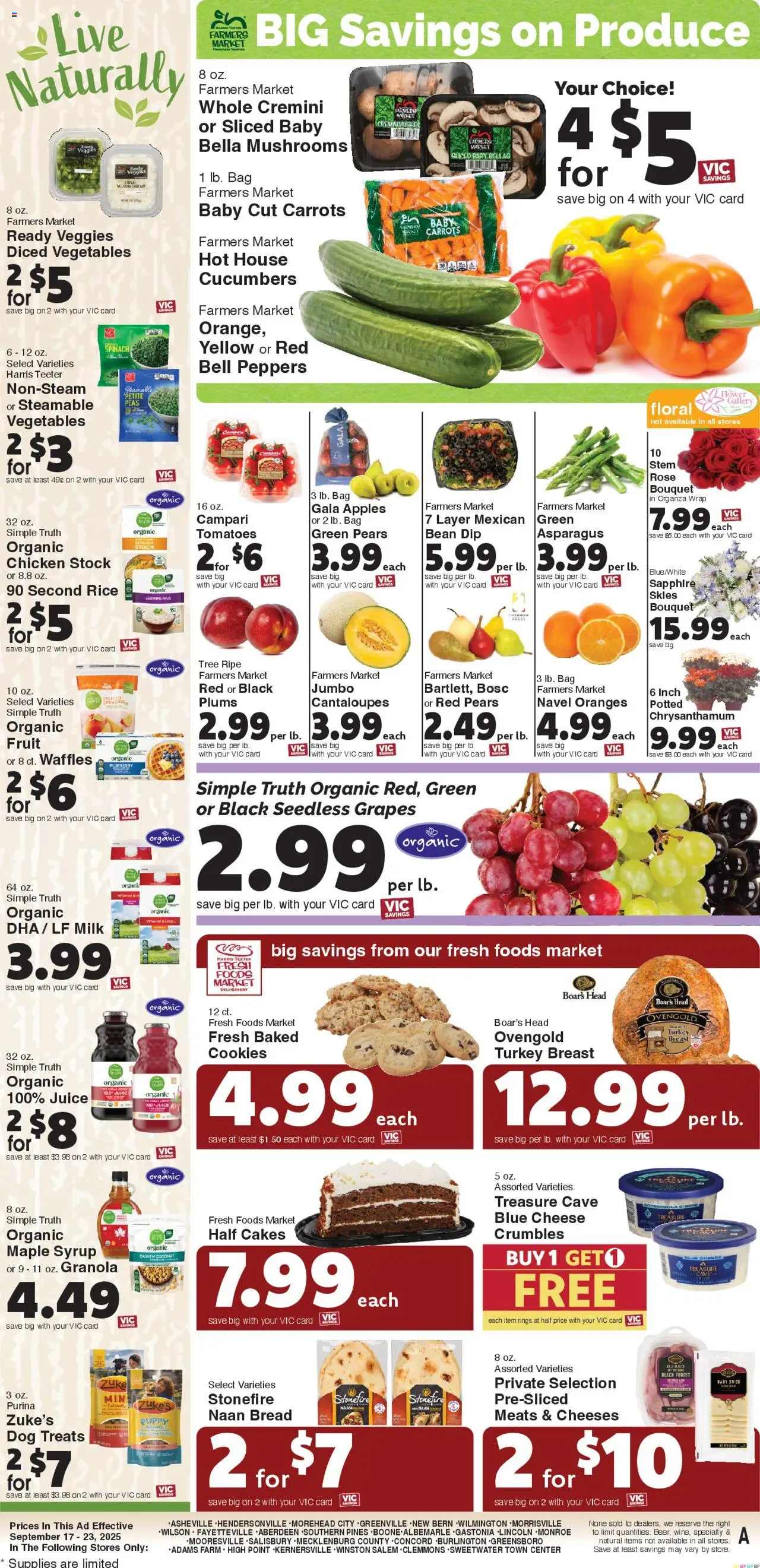 Harris Teeter Weekly Ad - valid from 17.09.2025 | Page: 10 | Products: Milk, Cheese, Vegetables, Grapes