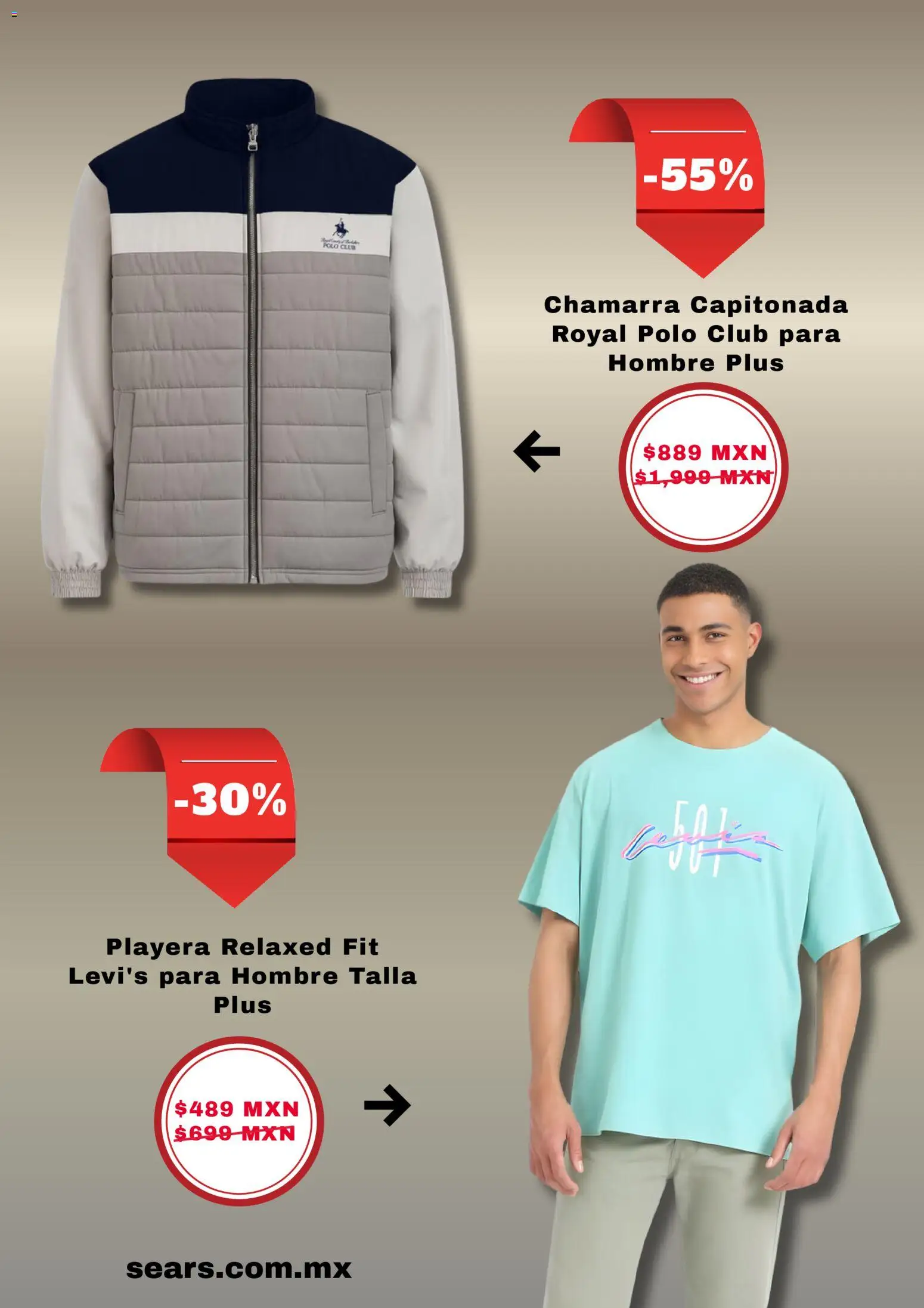 Nuevas ofertas de Sears válidas en toda la República Mexicana desde el 22.01.2026. ¡Encuentra las mejores ofertas en Sears catálogo! | Página: 4 | Productos: Chamarra, Playera