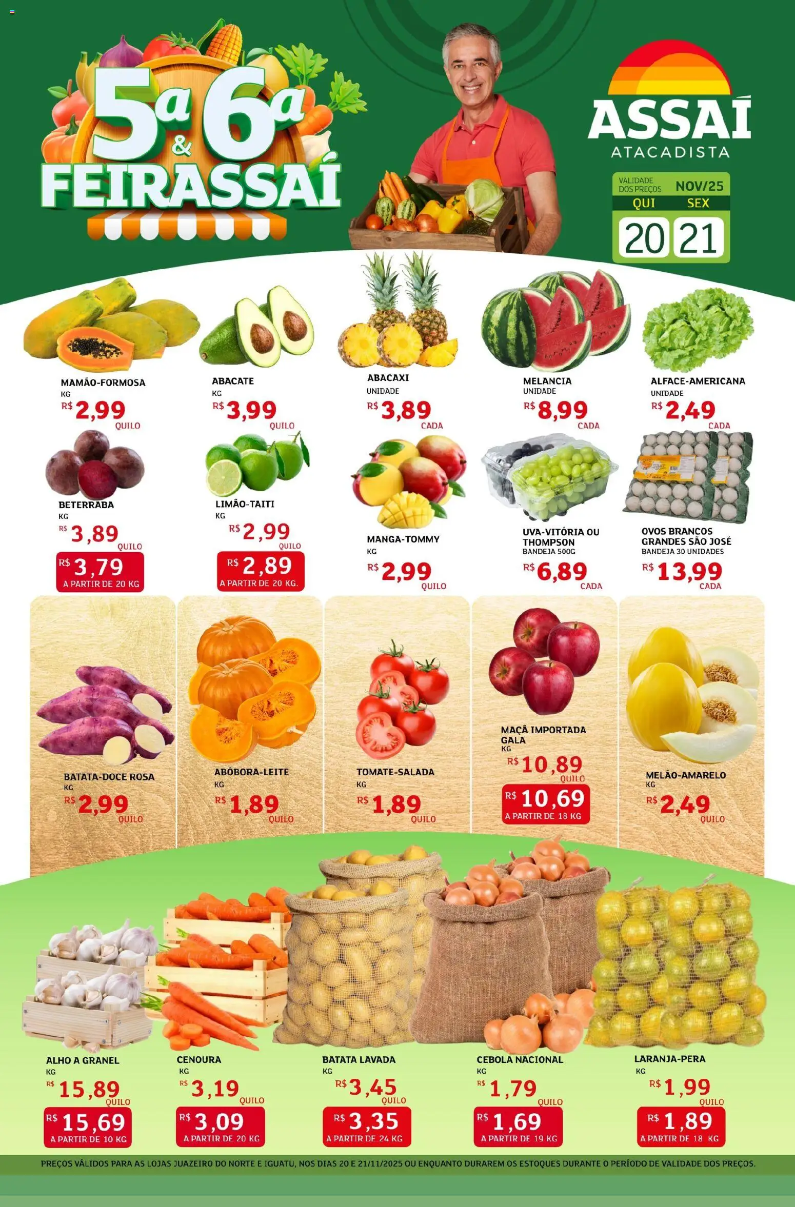 Assaí Atacadista Folheto - válido de 20.11.2025 | Página: 1 | Produtos: Melancia, Beterraba, Ovos, Abacaxi