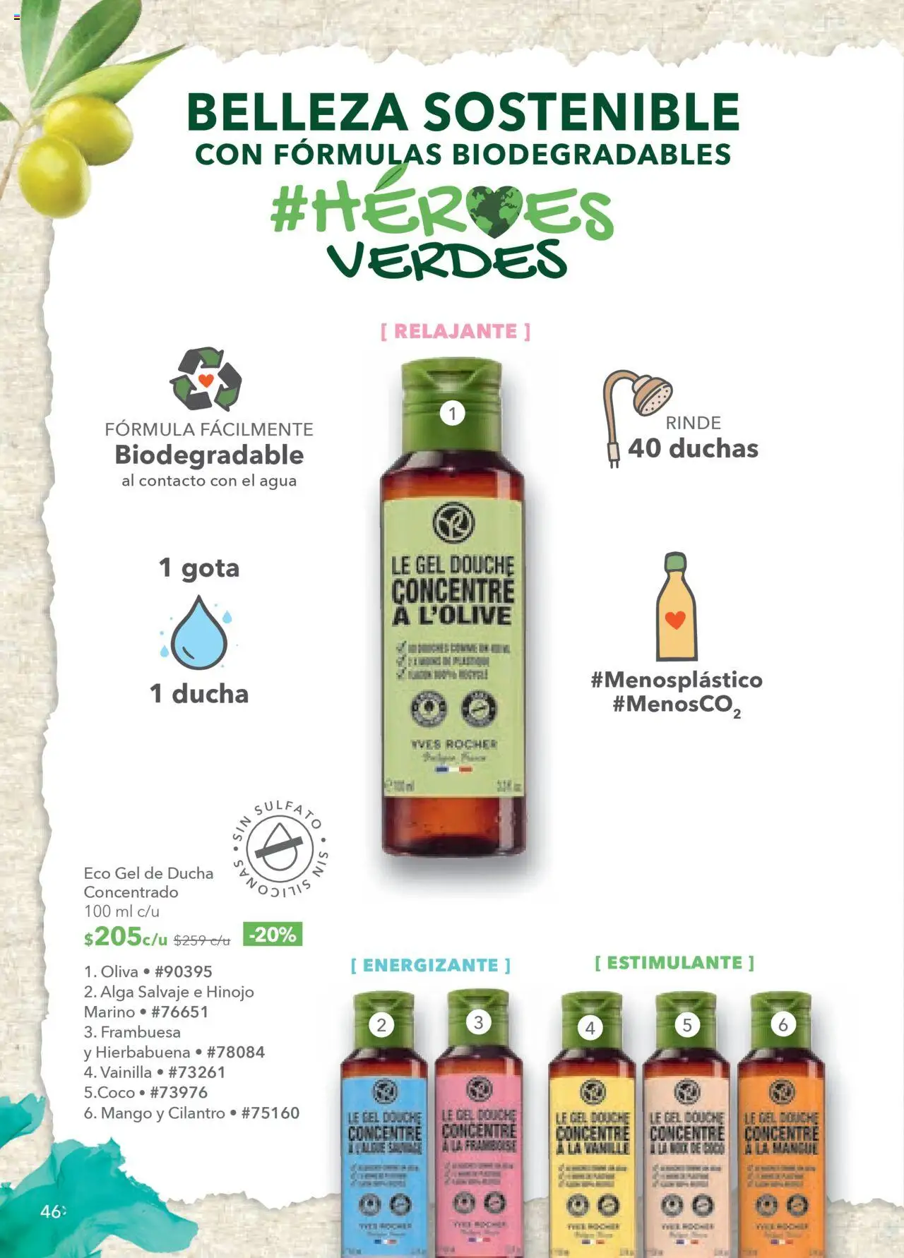 Nuevas ofertas de Yves Rocher válidas en toda la República Mexicana desde el 18.09.2025. ¡Encuentra las mejores ofertas en Yves Rocher - Campaña 13 2025! | Página: 46 | Productos: Hinojo, Agua, Mango, Gel de ducha