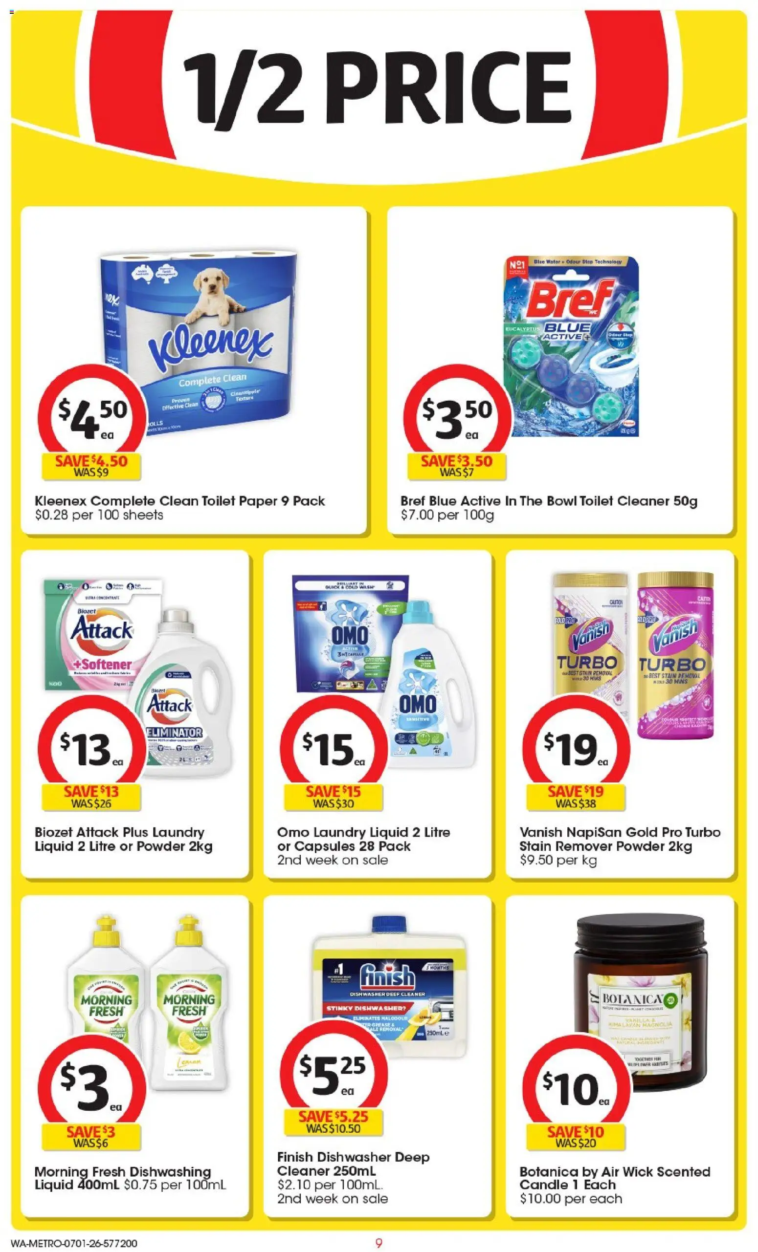 Coles catalogue - valid from 07.01.2026 | Page: 9 | Products: Powder, Cleaner, Toilet paper, Candle