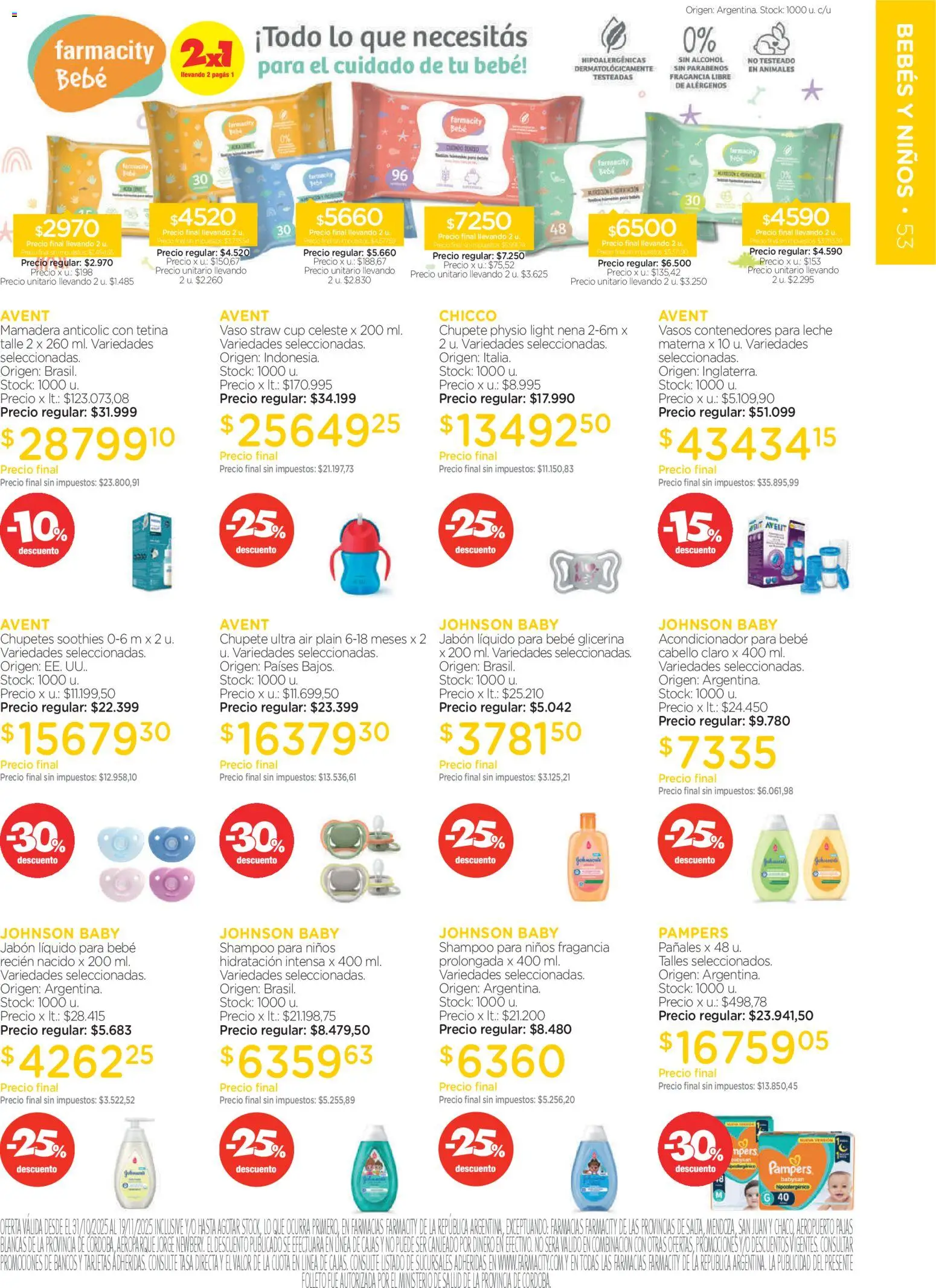 Farmacity catálogo │ válido desde el 30.10.2025 | Página: 53 | Productos: Fragancia, Shampoo, Mamadera, Vasos