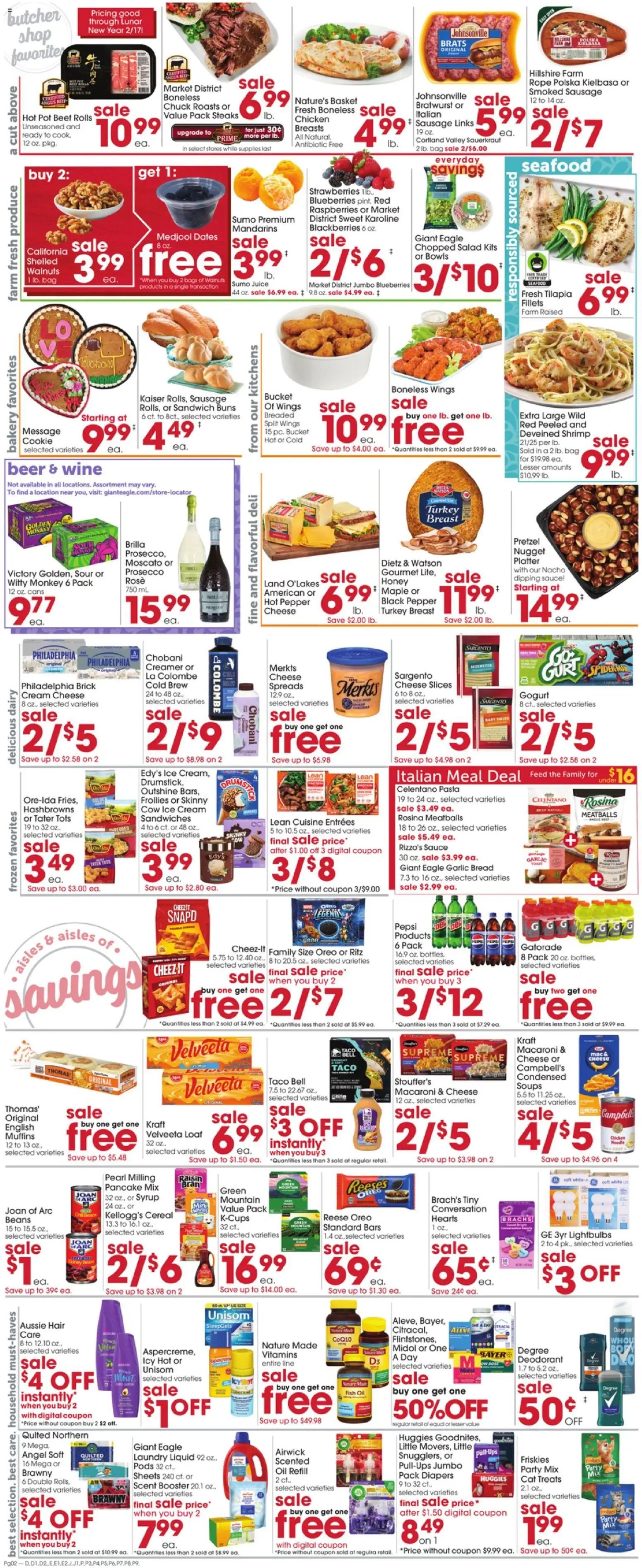Giant Eagle Weekly Ad - valid from 05.02.2026 | Page: 2 | Products: Bakery, Beef, Ice cream, Bag