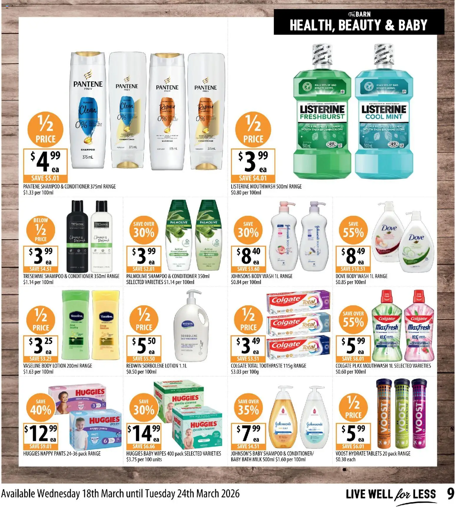 Supabarn catalogue - valid from 18.03.2026 | Page: 9 | Products: Milk, Shampoo, Lotion, Pants