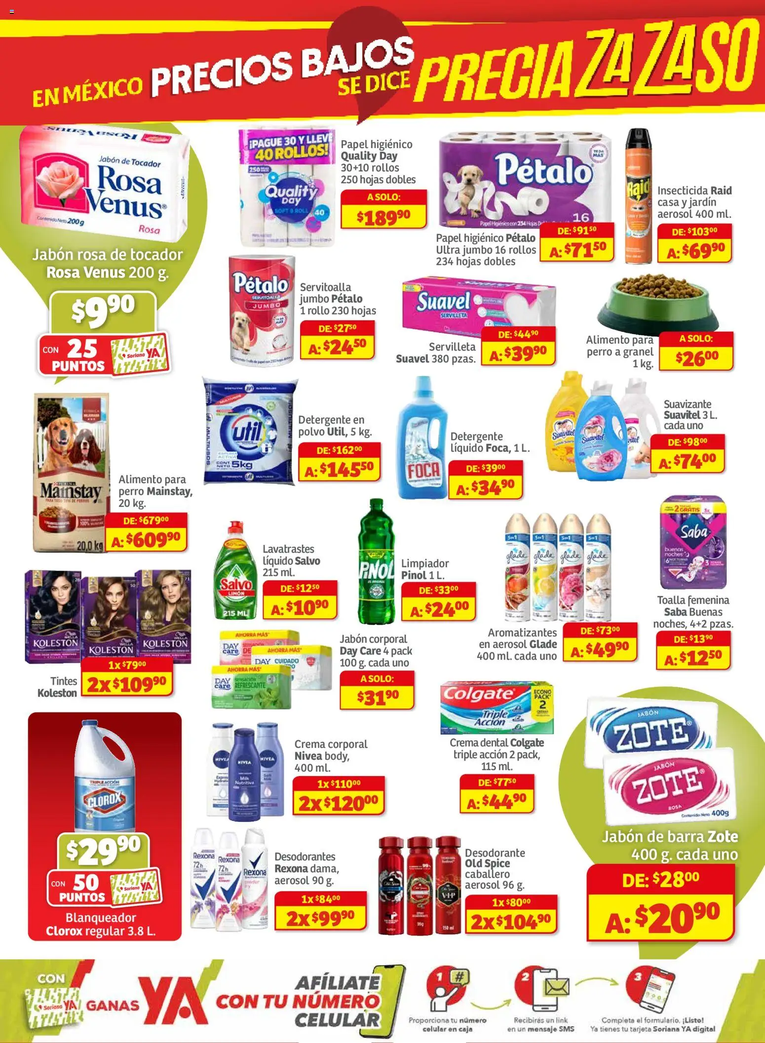 Nuevas ofertas de Soriana válidas en toda la República Mexicana desde el 18.11.2025. ¡Encuentra las mejores ofertas en Soriana - Pesito Valedor Mercado: Ags, Col, Gto, Jal, Mich! | Página: 7 | Productos: Suavizante, Papel higiénico, Polvo, Crema corporal