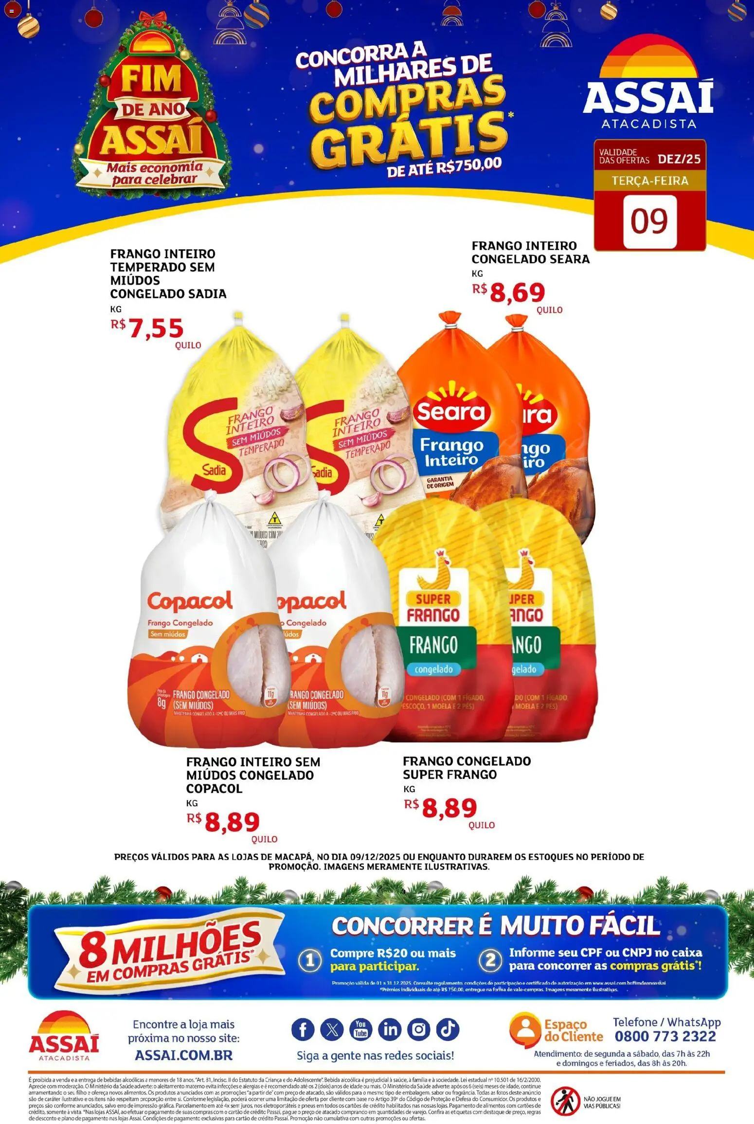 Assaí Atacadista Folheto - válido de 09.12.2025 | Página: 1 | Produtos: Caixa, Pneus, Base, Telefone