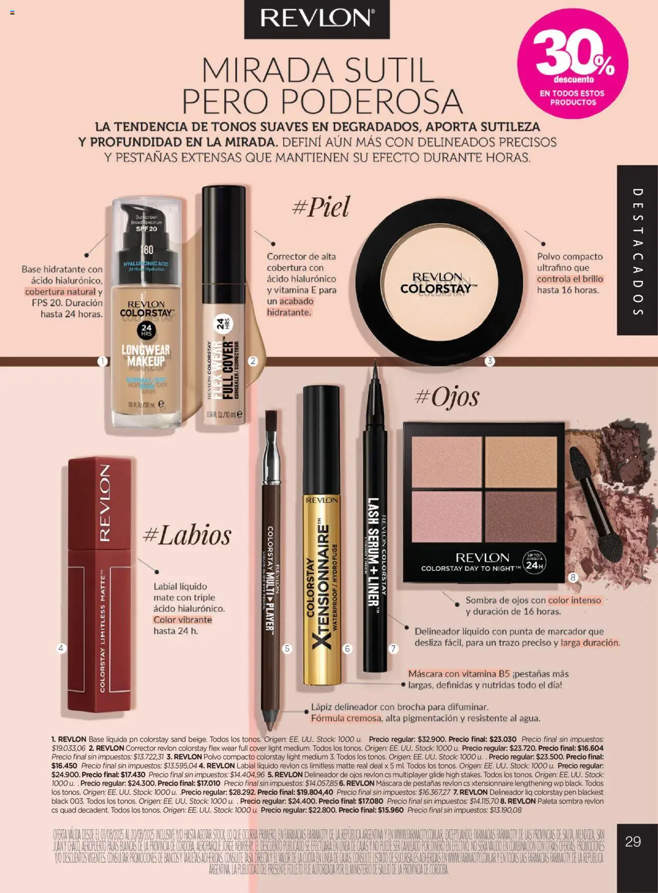 Farmacity catálogo │ válido desde el 01.08.2025 | Página: 29 | Productos: Polvo, Máscara, Sombra, Delineador de ojos