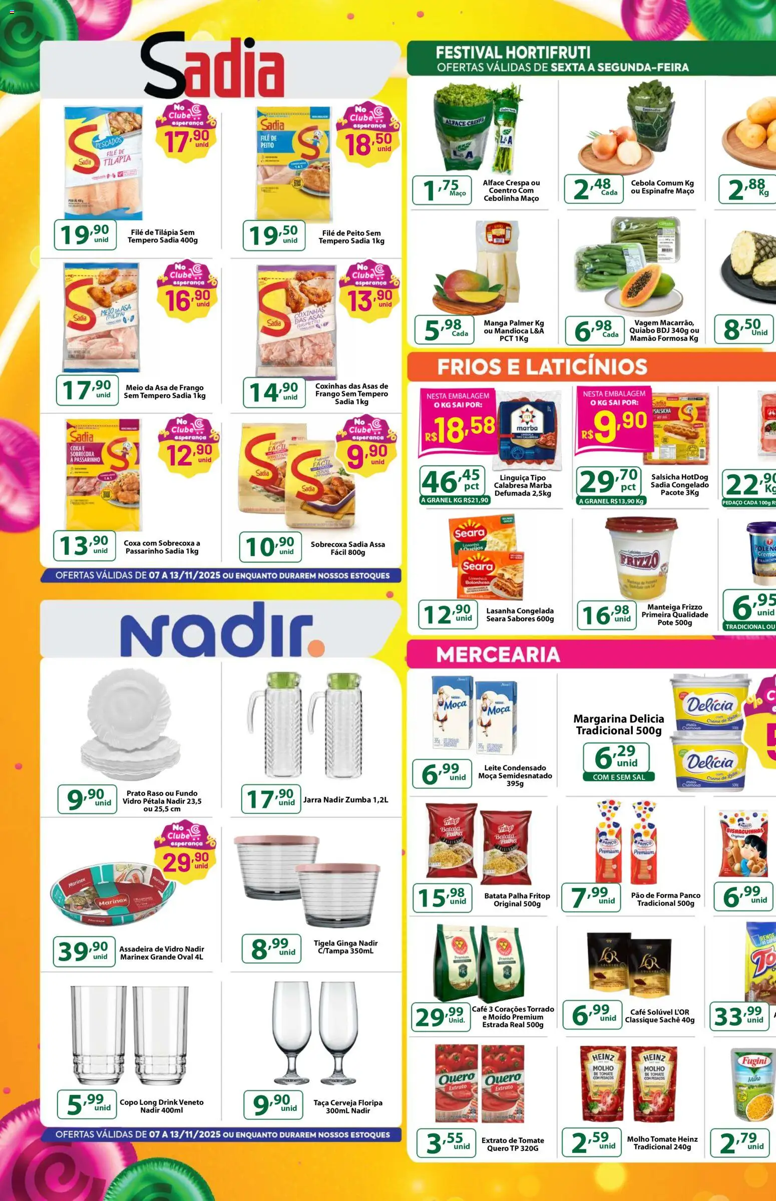 Comercial Esperança Folheto - válido de 07.11.2025 | Página: 2 | Produtos: Vagem, Linguiça, Asa de frango, Filé de tilápia