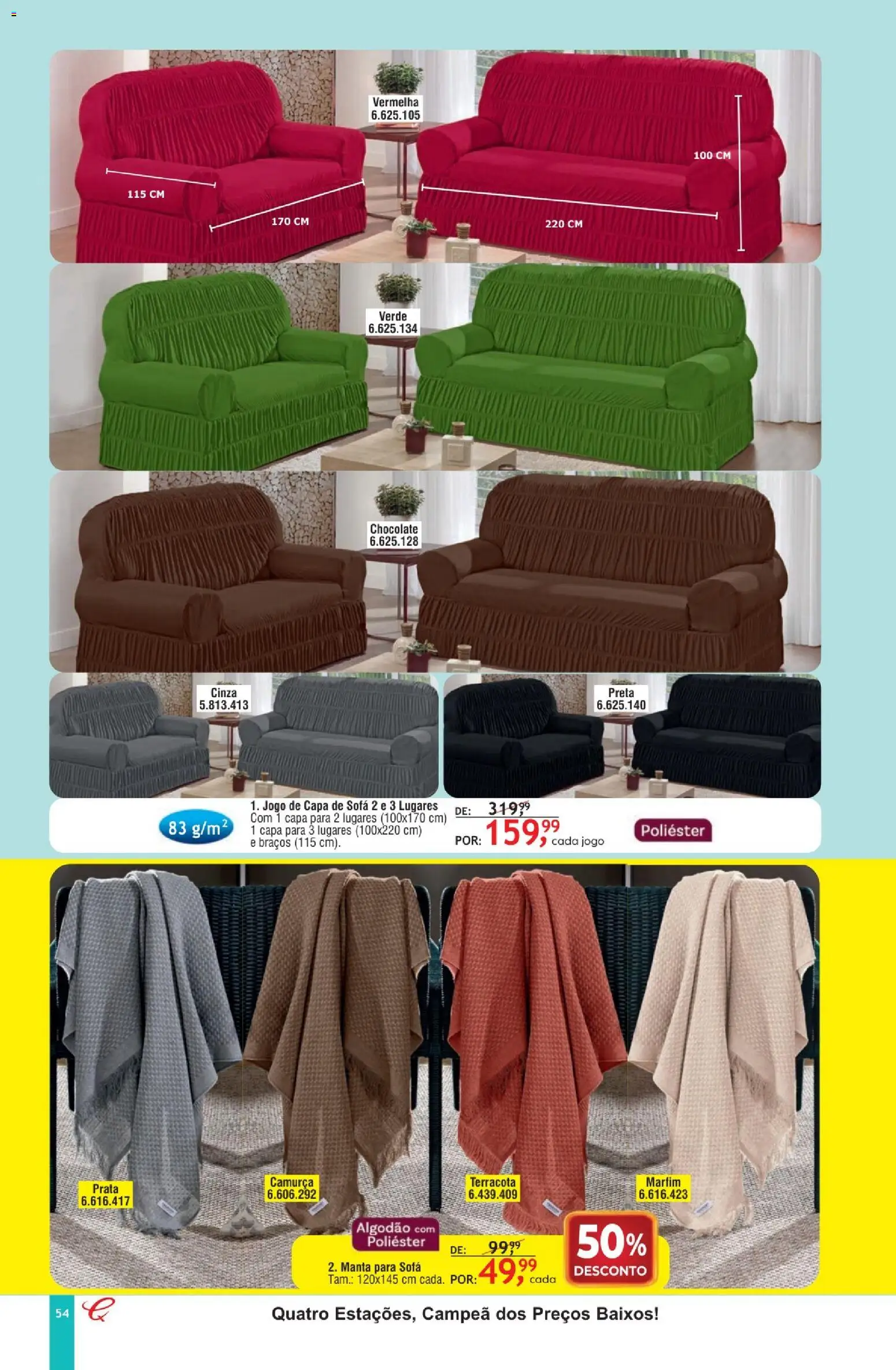 Quatro Estações Folheto - válido de 01.05.2026 | Página: 50 | Produtos: Sofá, Chocolate, Algodão