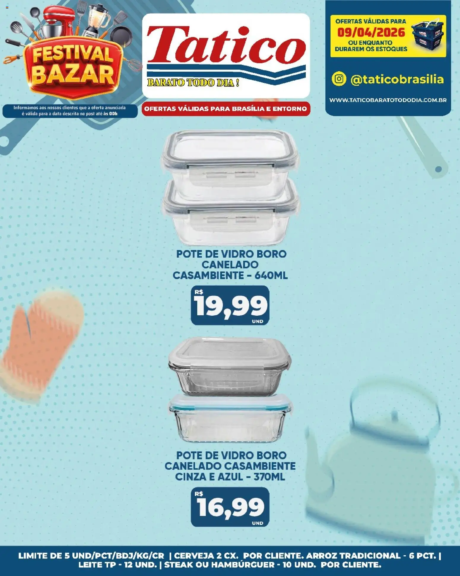 Tatico Folheto - válido de 09.04.2026 | Página: 52 | Produtos: Leite, Cerveja, Arroz, Hambúrguer