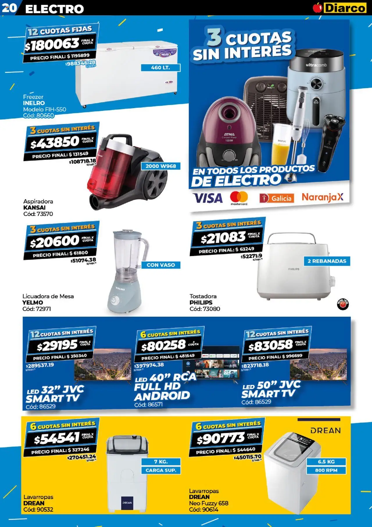 Diarco - Ofertas Sur │ válido desde el 15.09.2025 | Página: 20 | Productos: Aspiradora, Mesa, Lavarropas, Freezer