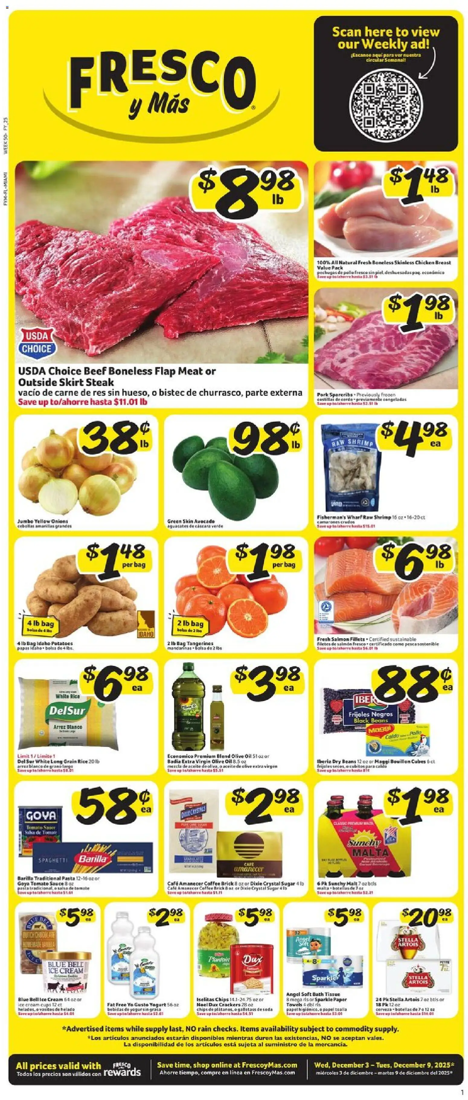 Fresco y Más Weekly Ad - valid from 03.12.2025 | Page: 1 | Products: Oil, Beef, Chips, Sauce