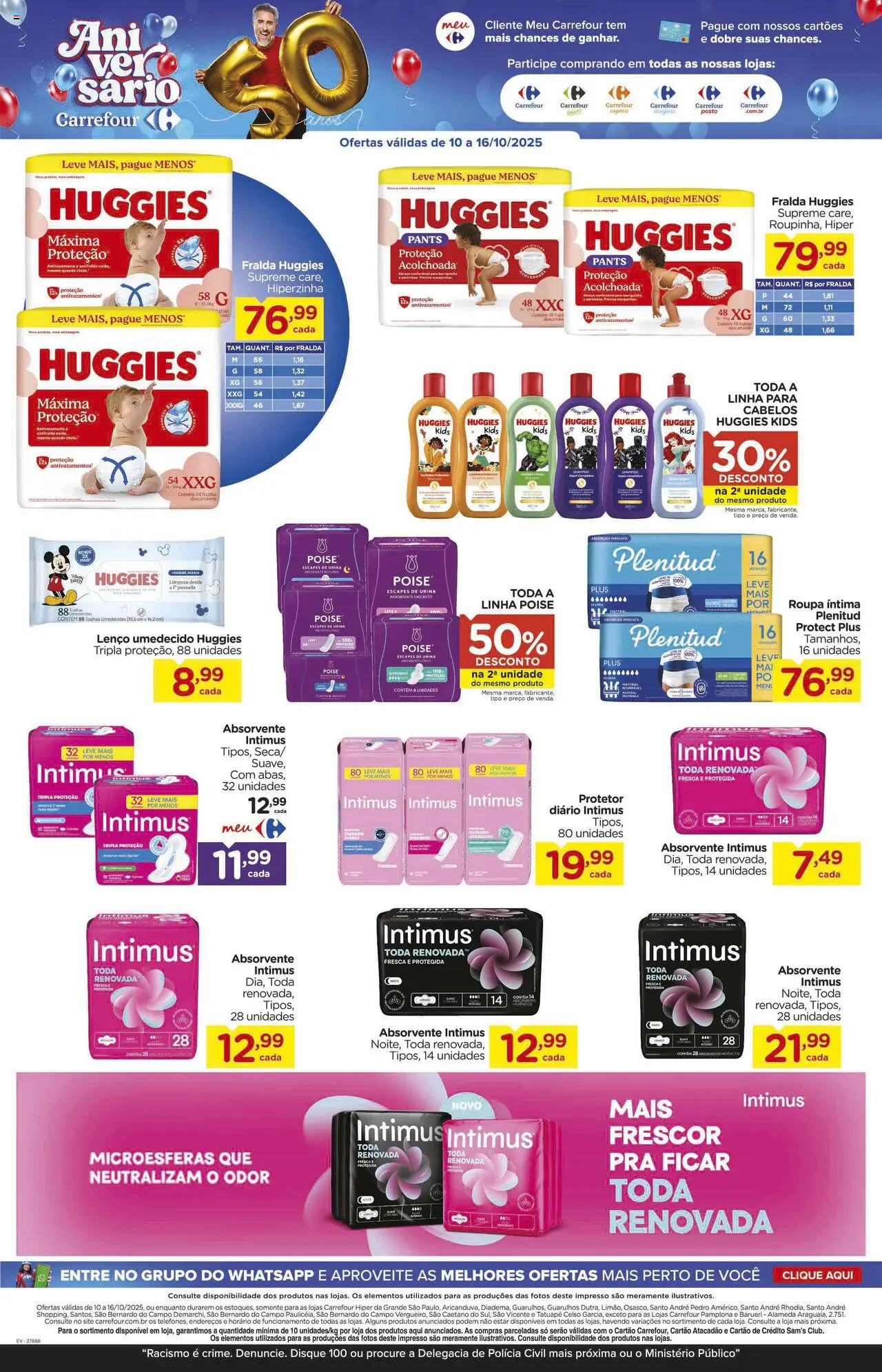Carrefour Folheto - válido de 10.10.2025 | Página: 14 | Produtos: Lenço, Lenço umedecido, Fraldas, Absorvente