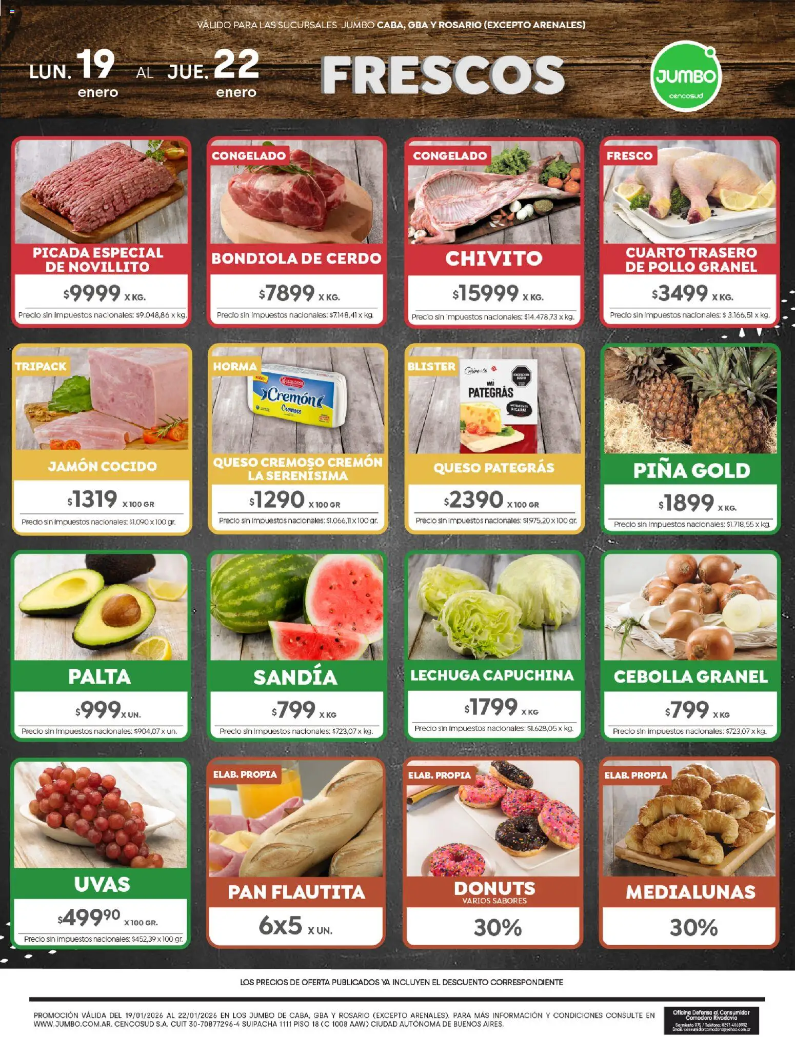 Jumbo ofertas │ válido desde el 19.01.2026 | Página: 1 | Productos: Rosario, Cebolla, Jamón cocido, Jamón