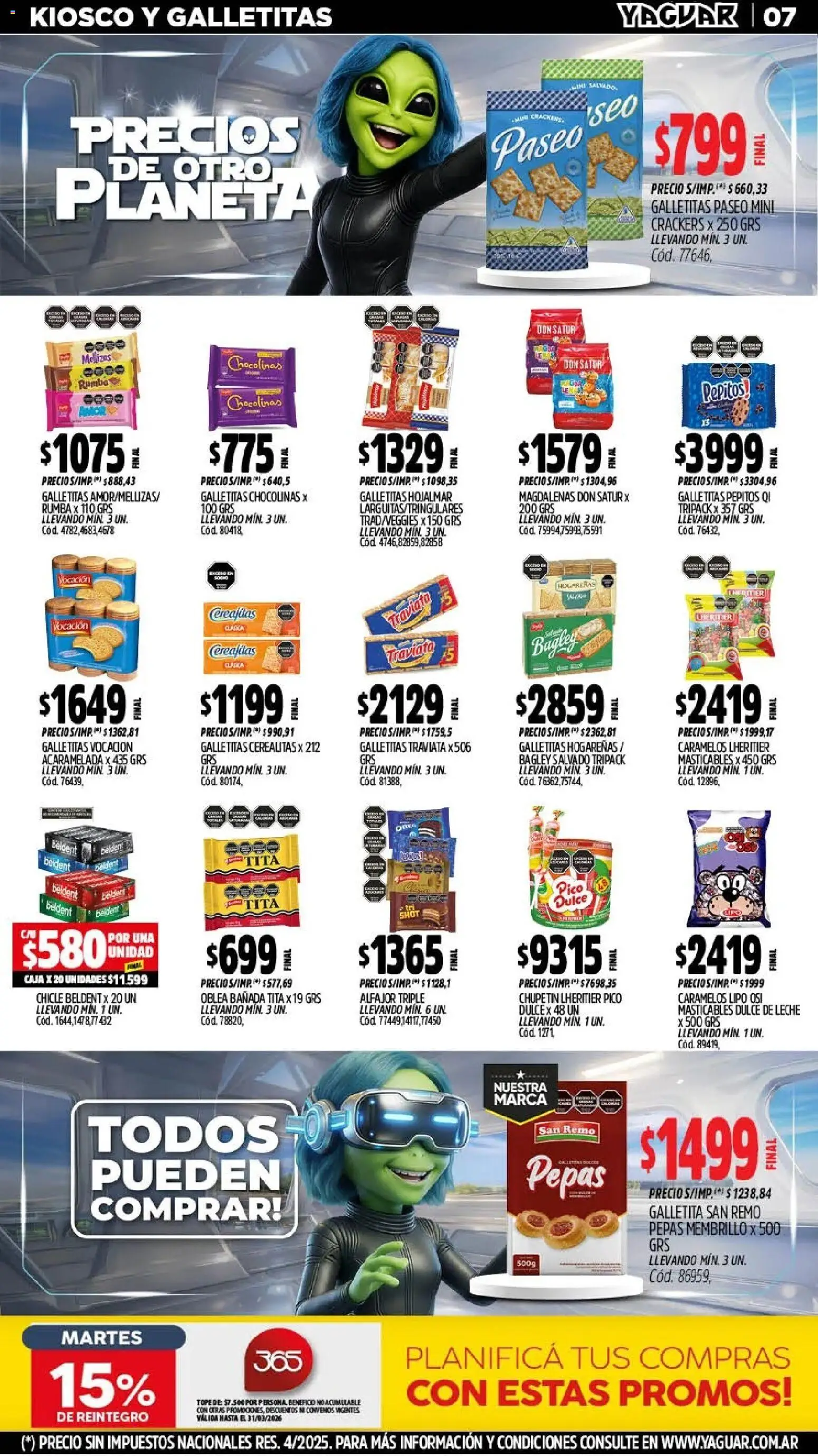 Yaguar catálogo │ válido desde el 11.03.2026 | Página: 11 | Productos: Pico, Galletitas, Dulce de leche, Chicle
