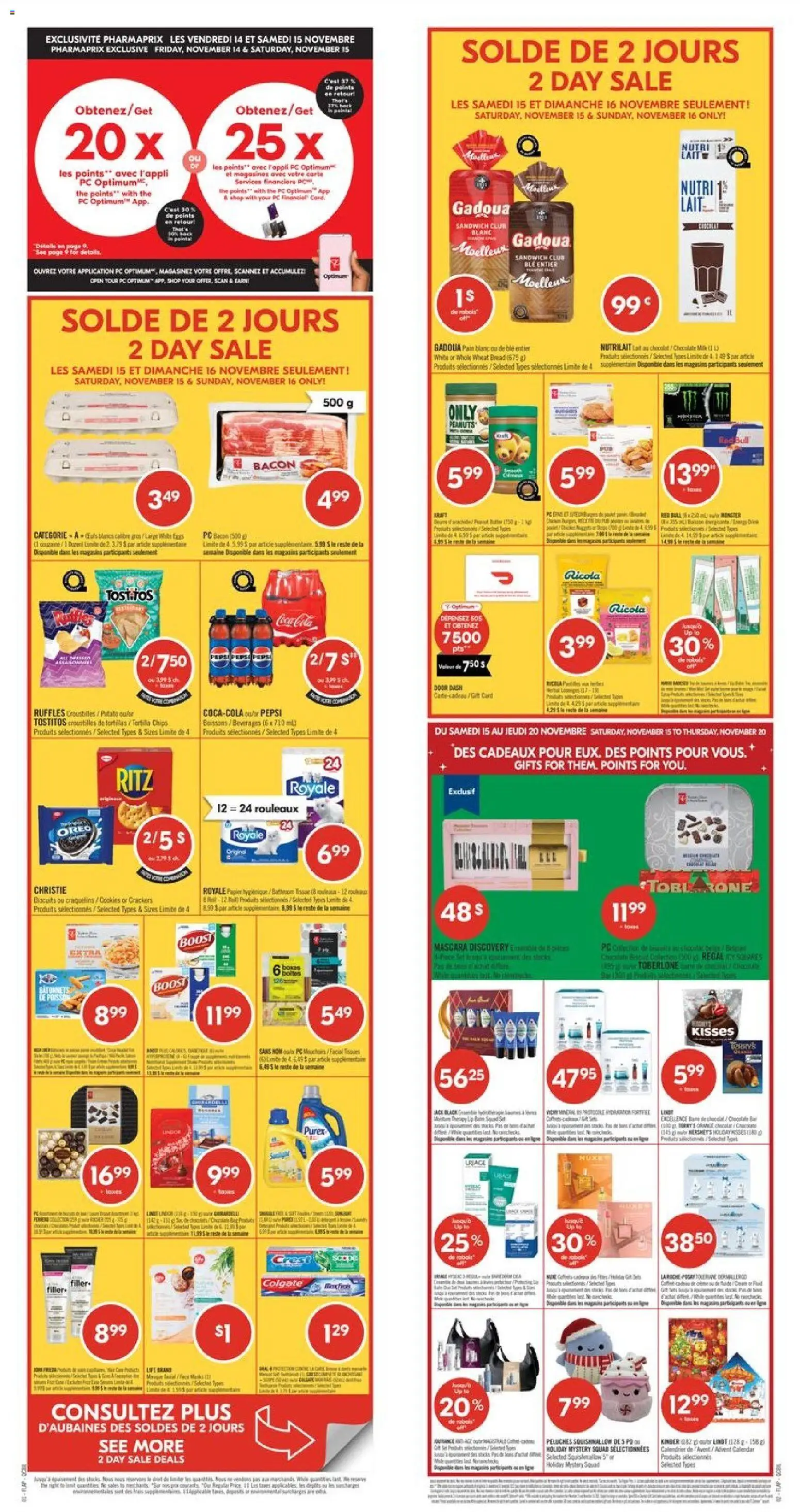 Pharmaprix flyer valid from 15.11.2025 | Page: 1 | Products: Fish, PC, Face mask, Milk