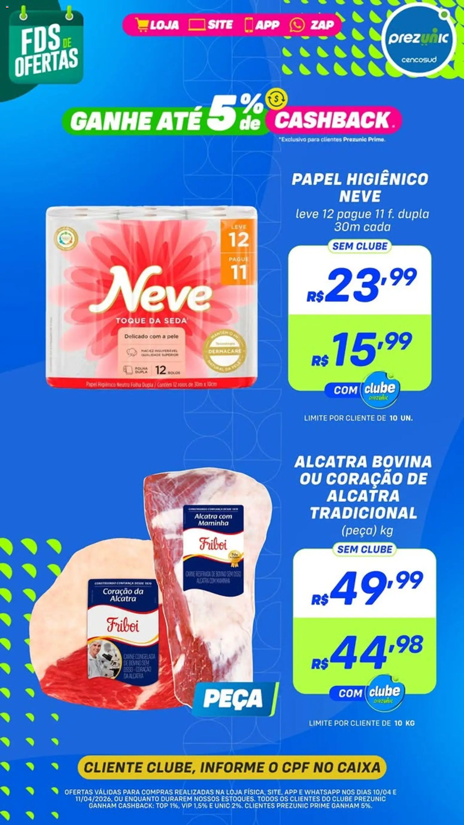 Prezunic Folheto - válido de 10.04.2026 | Página: 6 | Produtos: Alcatra, Maminha, Carne, Papel higiênico