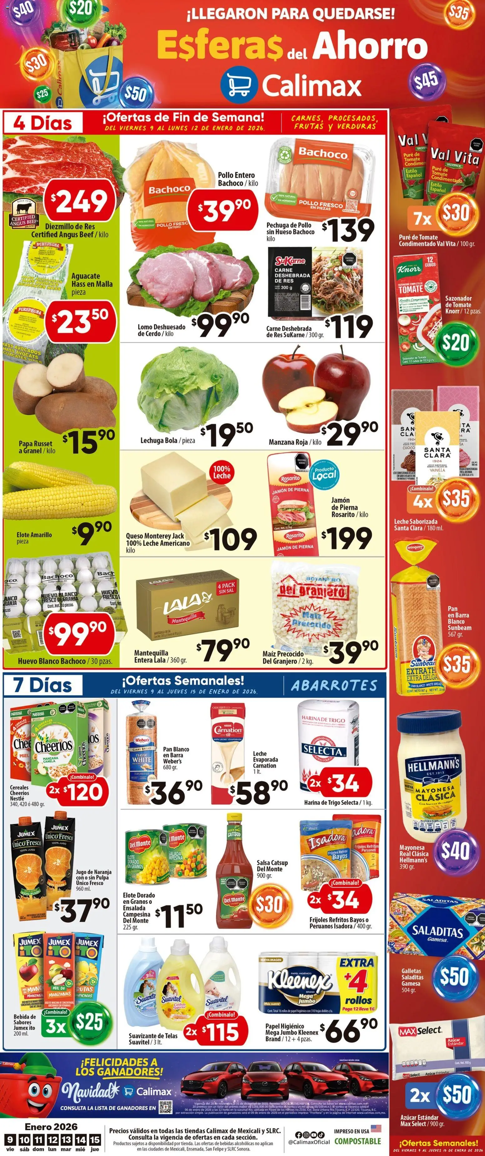 Nuevas ofertas de Calimax válidas en toda la República Mexicana desde el 09.01.2026. ¡Encuentra las mejores ofertas en Calimax folleto! | Página: 1 | Productos: Azúcar, Manzana, Cereales, Papel higiénico