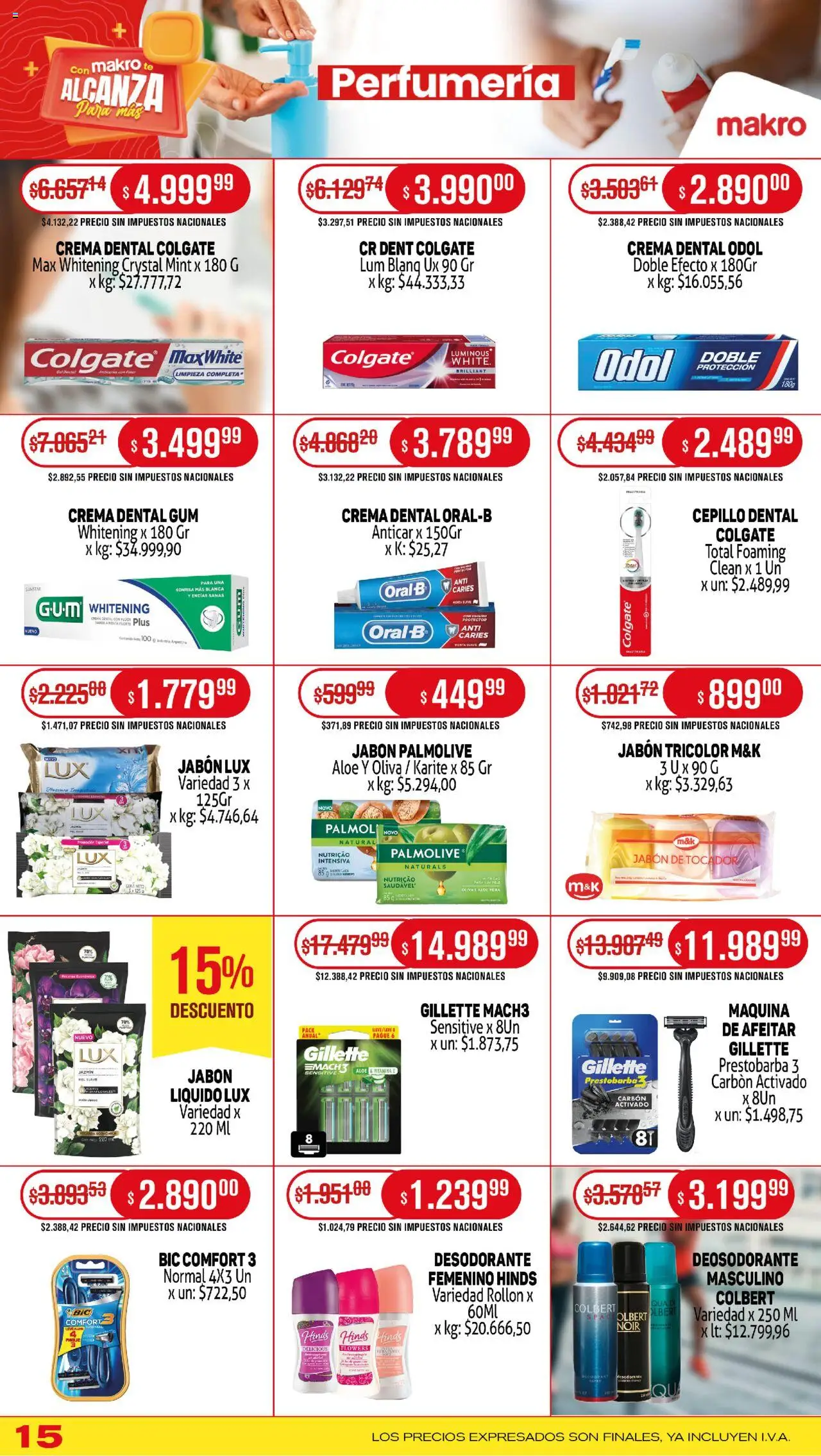 Makro ofertas │ válido desde el 05.06.2025 | Página: 15 | Productos: Cepillo, Jabón, Desodorante, Oliva